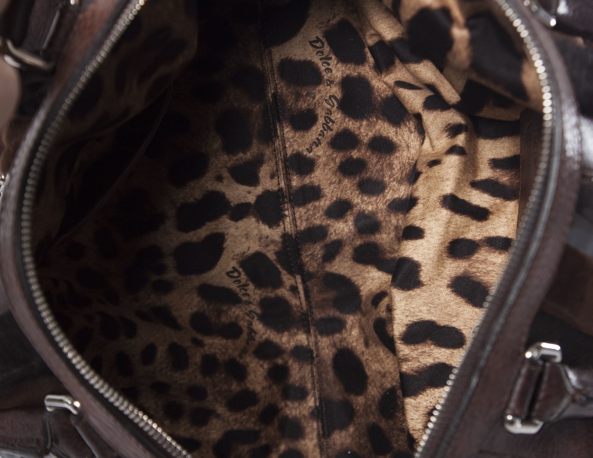 Dolce & Gabbana, brown handbag with stripes - Unique Designer Pieces