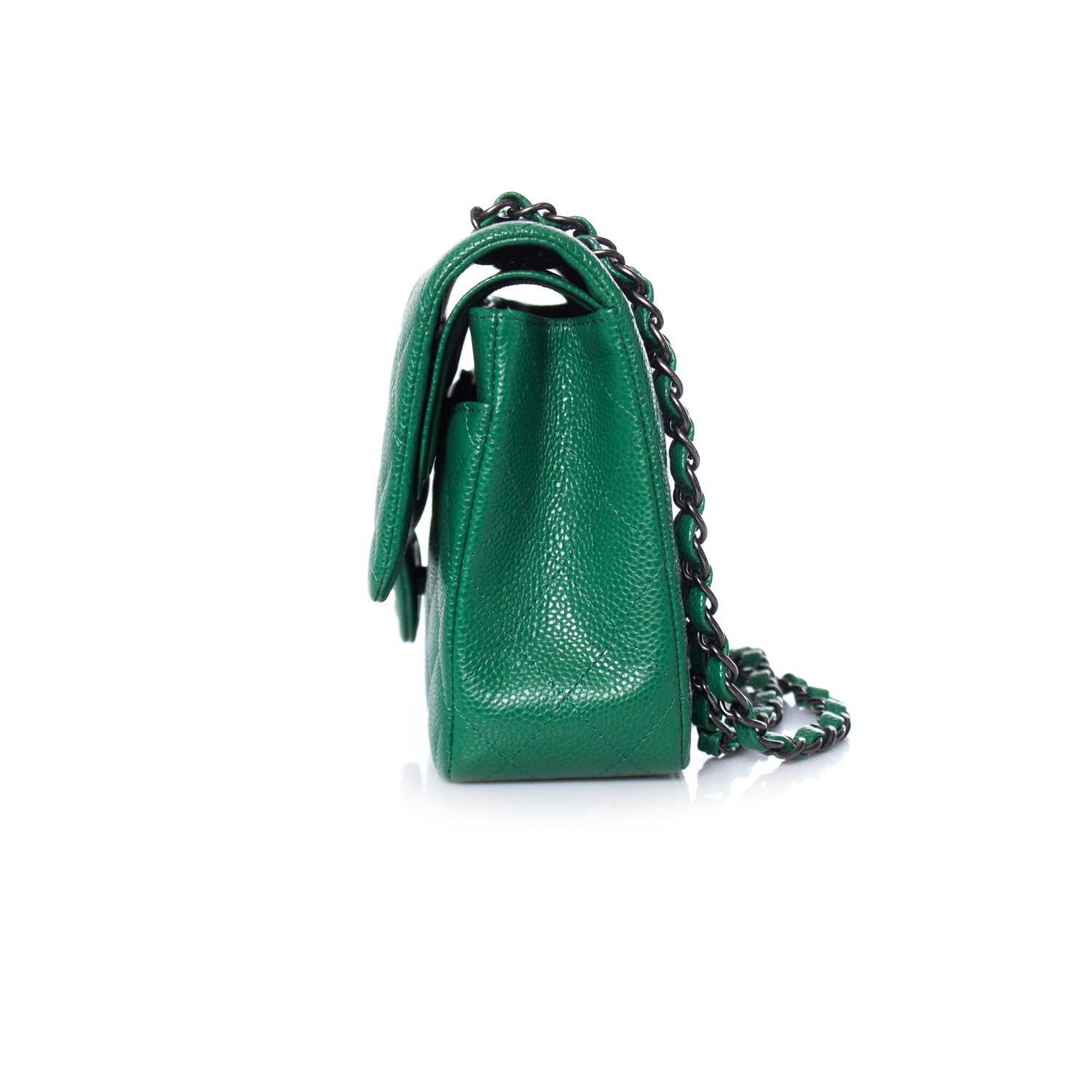 Chanel, Medium timeless flap bag in emerald - Unique Designer Pieces