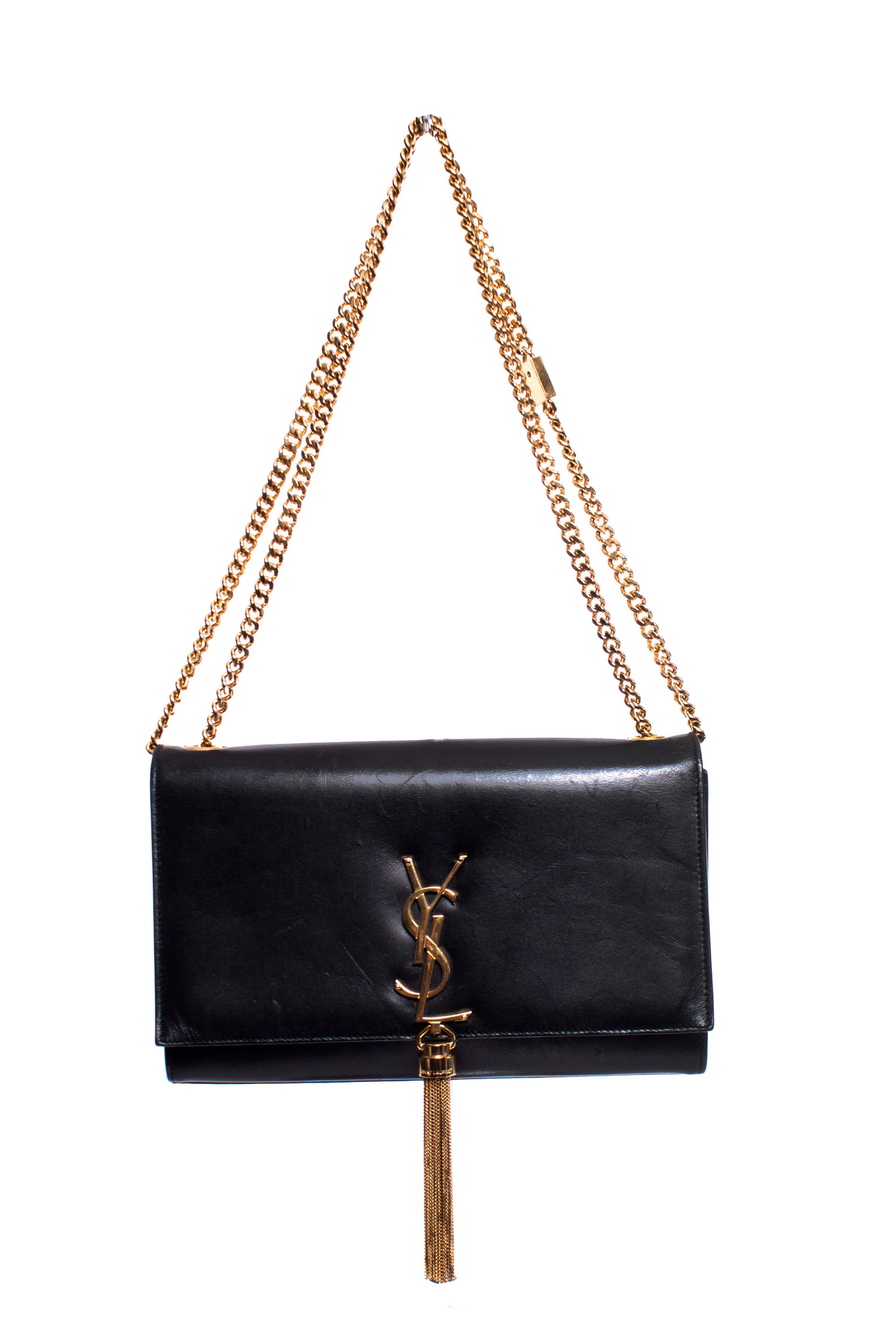 Yves Saint Laurent YSL Kate Medium Black Tassel Bag in Dust Bag at 1stDibs