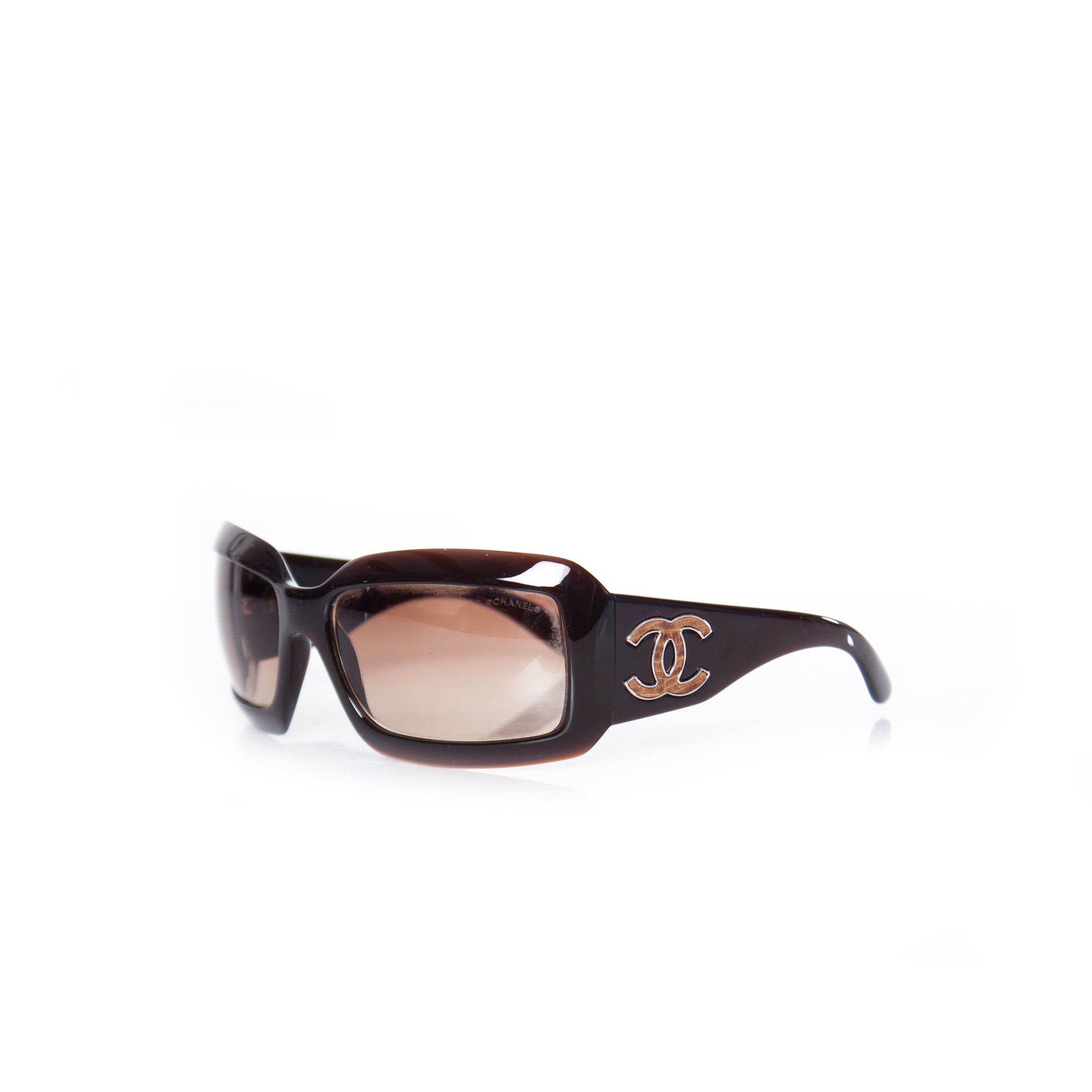 Chanel Brown 'CC' Logo Shield Womens Sunglasses Chanel | The Luxury Closet