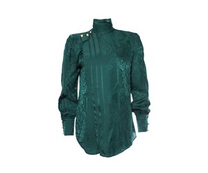 Ook geestelijke gezondheid telex Balmain for H&M, Zijden blouse in groen - Unique Designer Pieces
