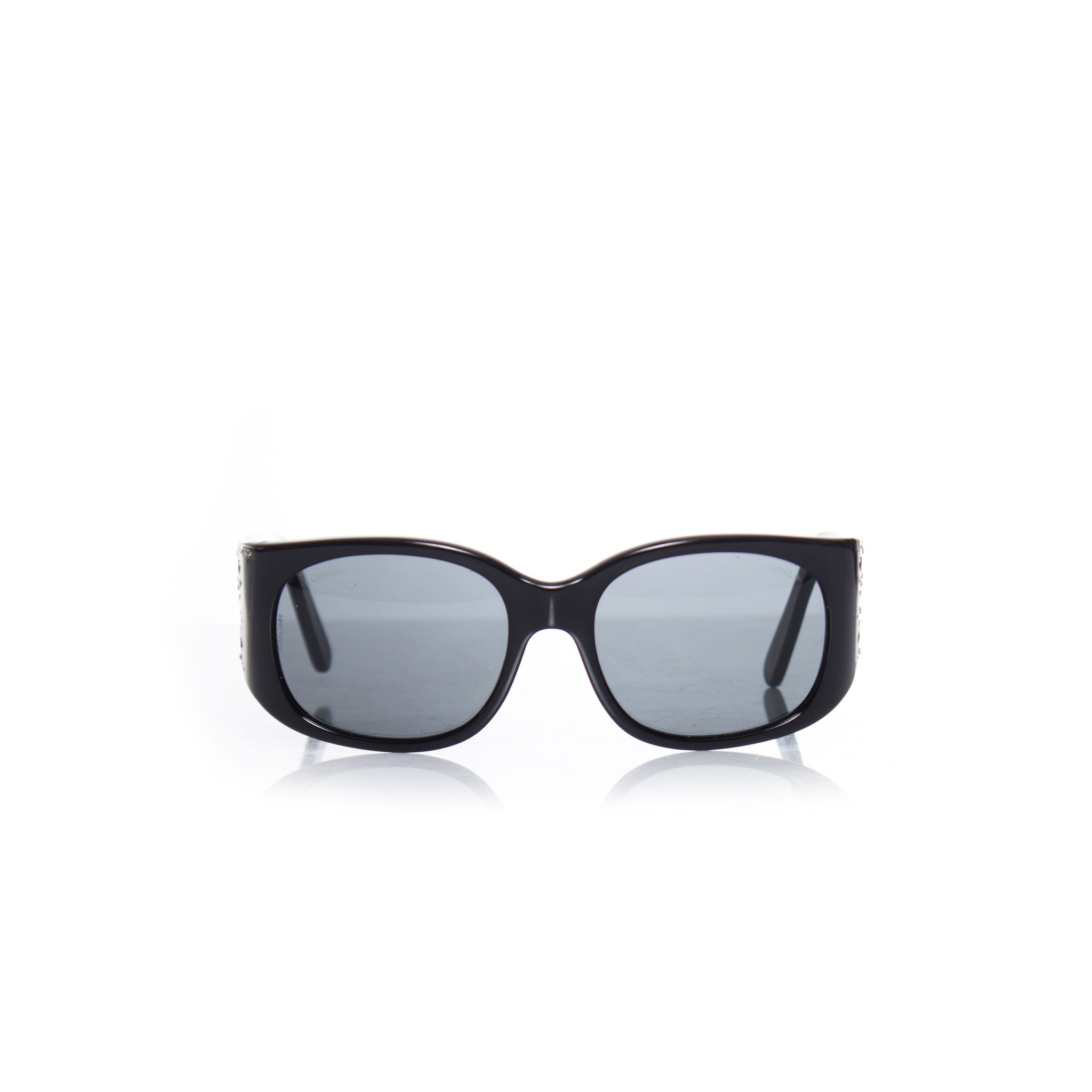 Chanel, Black sunglasses with rhinestones. - Unique Designer Pieces