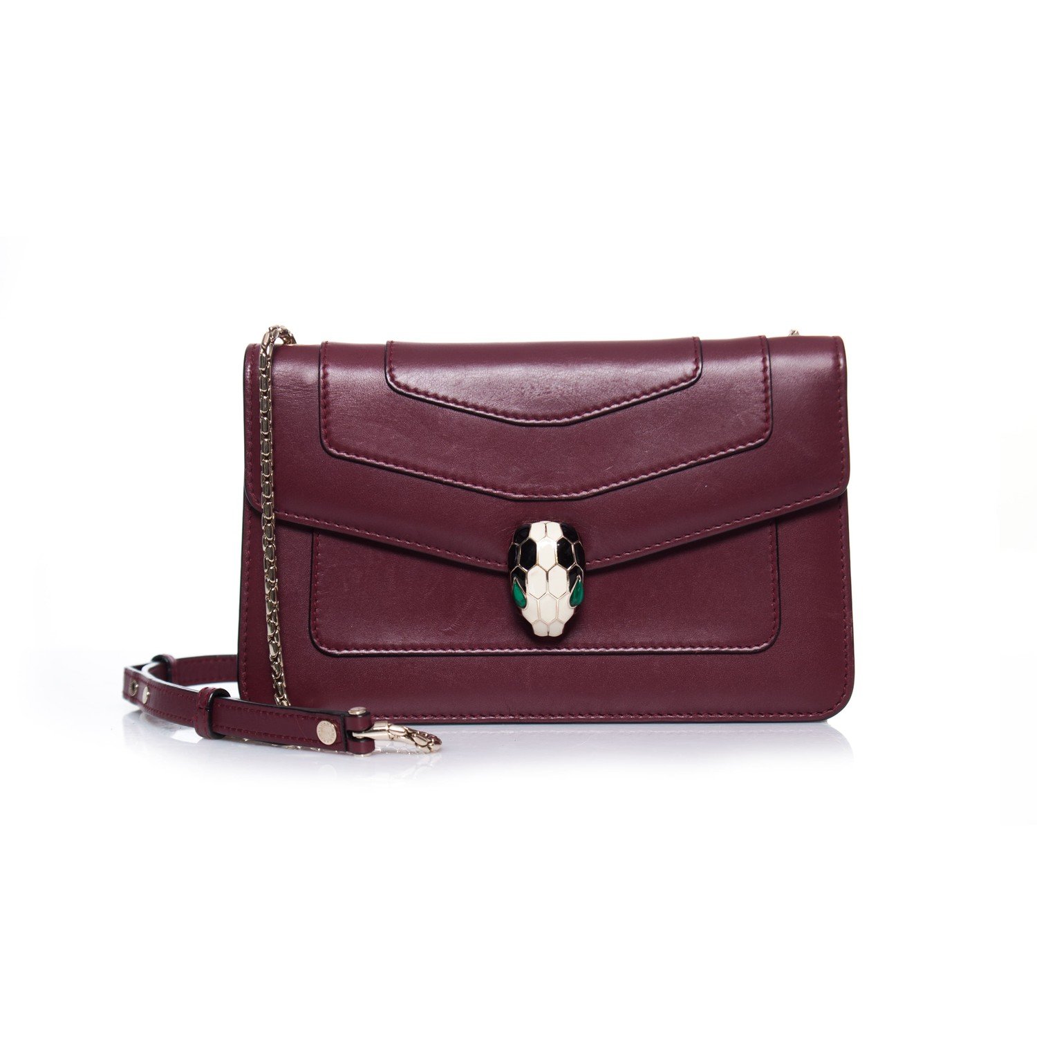 Bvlgari, Serpenti flap cover bag in burgundy. - Unique Designer Pieces