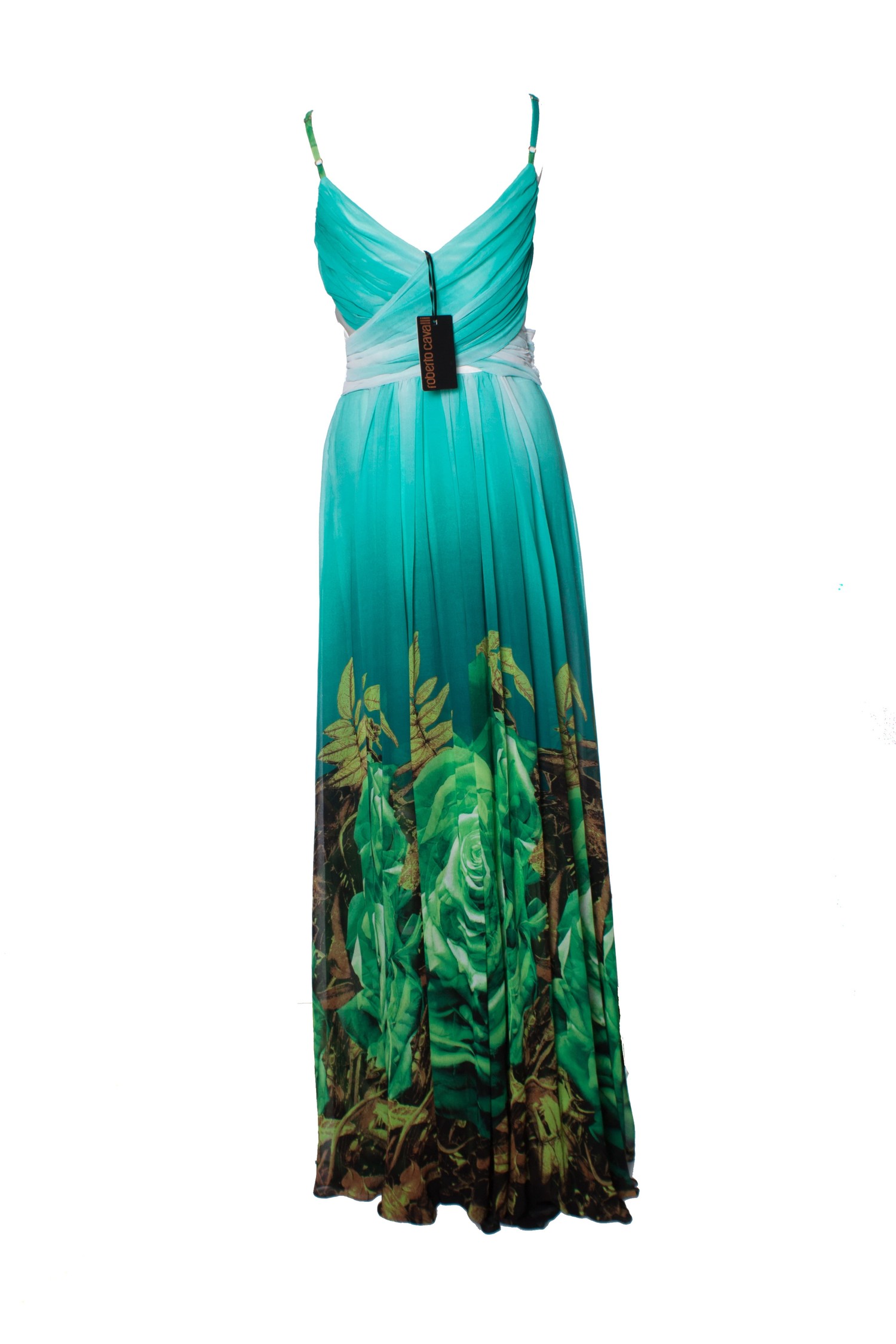 Gym Kirken scarp Roberto Cavalli, Floral gown in green. - Unique Designer Pieces
