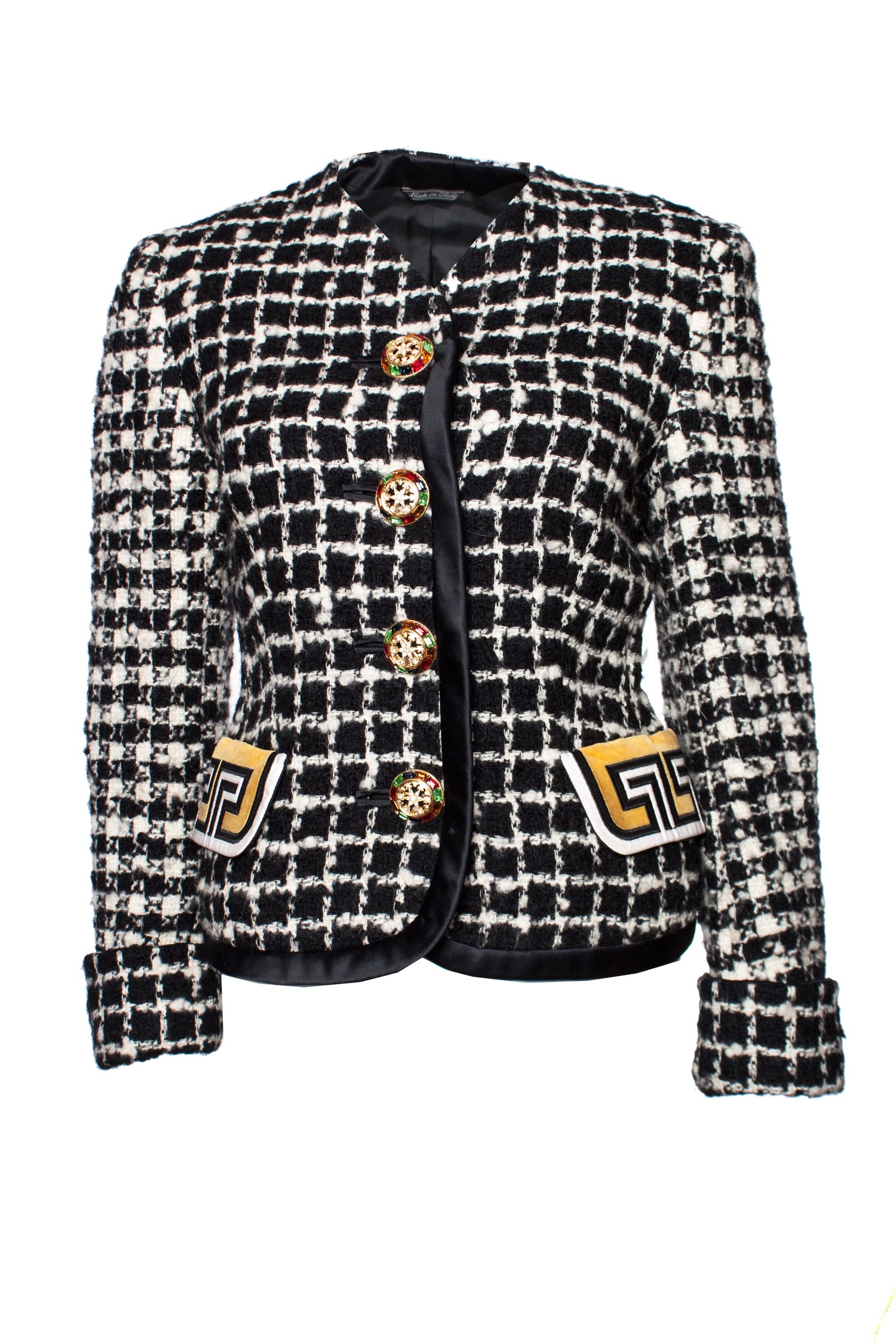 Gianni Versace Couture, Black and white boucle jacket. - Unique