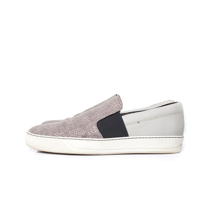 Lanvin, Leather slip on sneakers in grey. - Unique Designer Pieces