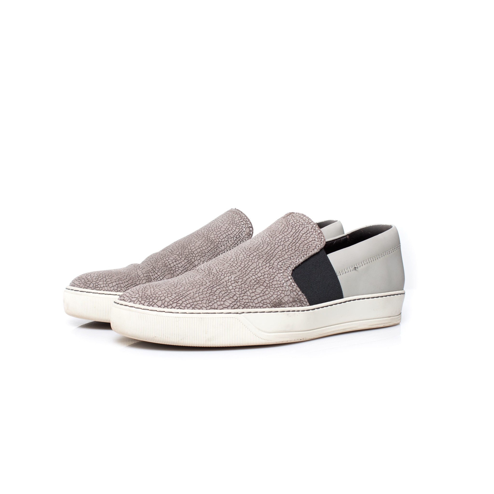 Lanvin, Leather slip on sneakers in grey. - Unique Designer Pieces