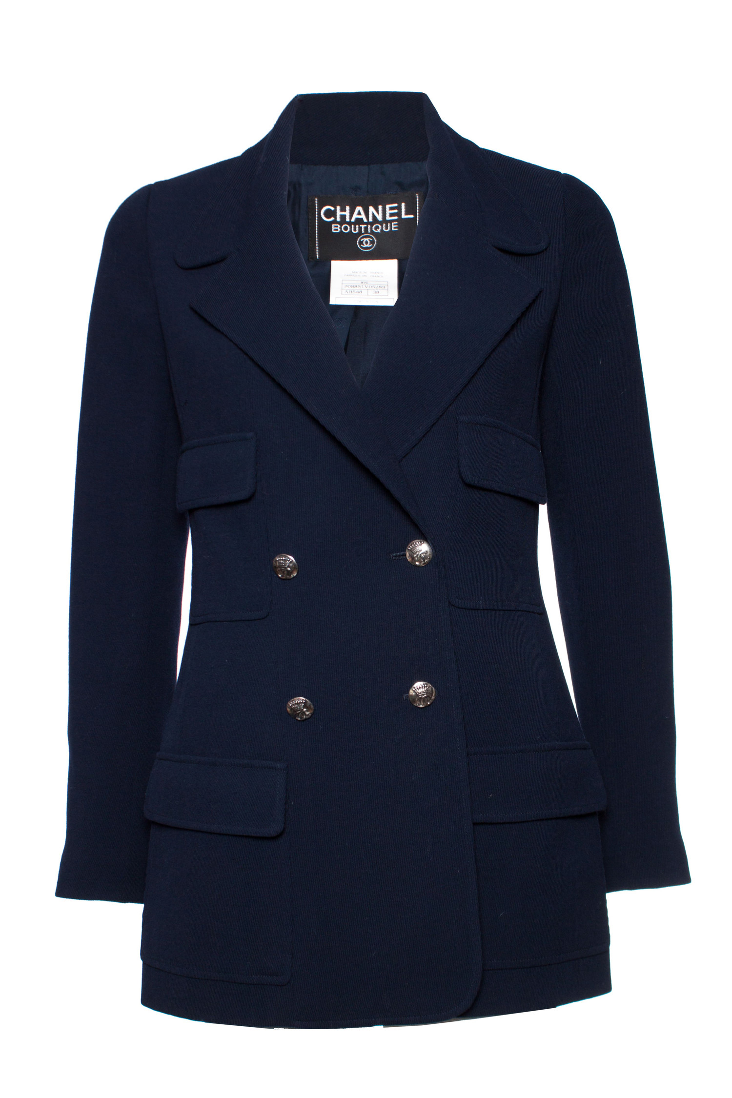 heb vertrouwen betreuren Wantrouwen Chanel, blauwe wollen blazer jas. - Unique Designer Pieces