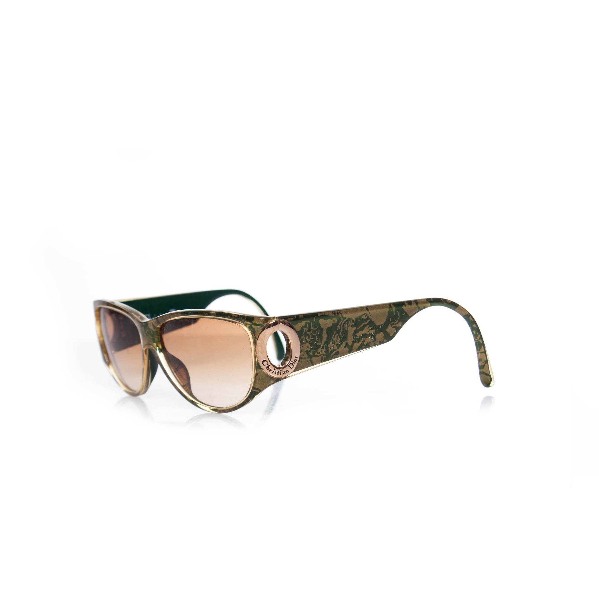 Christian Dior, Vintage sunglasses in green and gold. - Unique