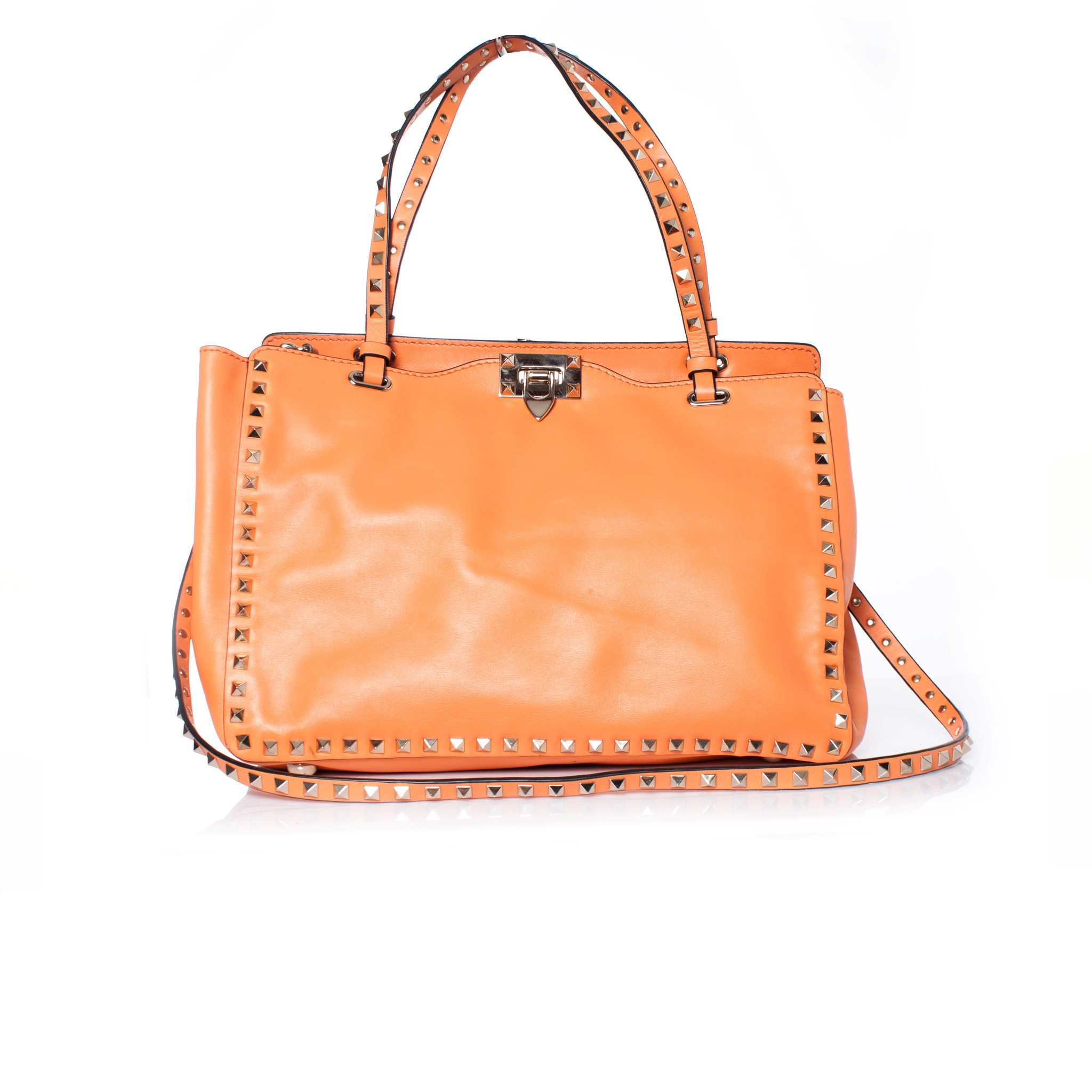 Valentino Beige Leather Small B-Rockstud Shoulder Bag