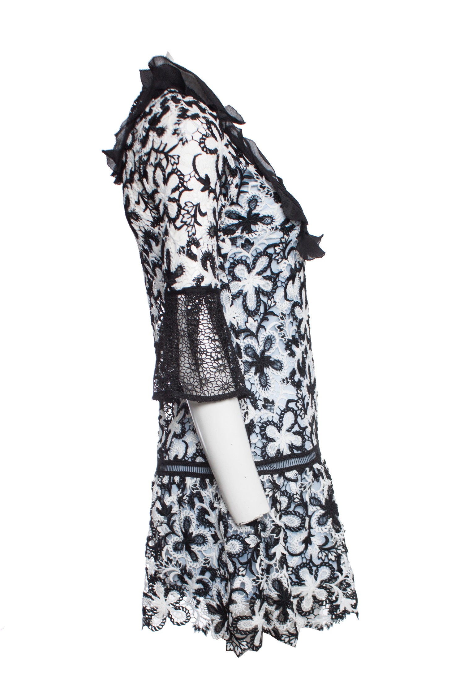 chinese dress ladies Self Portrait Black & White Dress With Lace Trimming main image 0