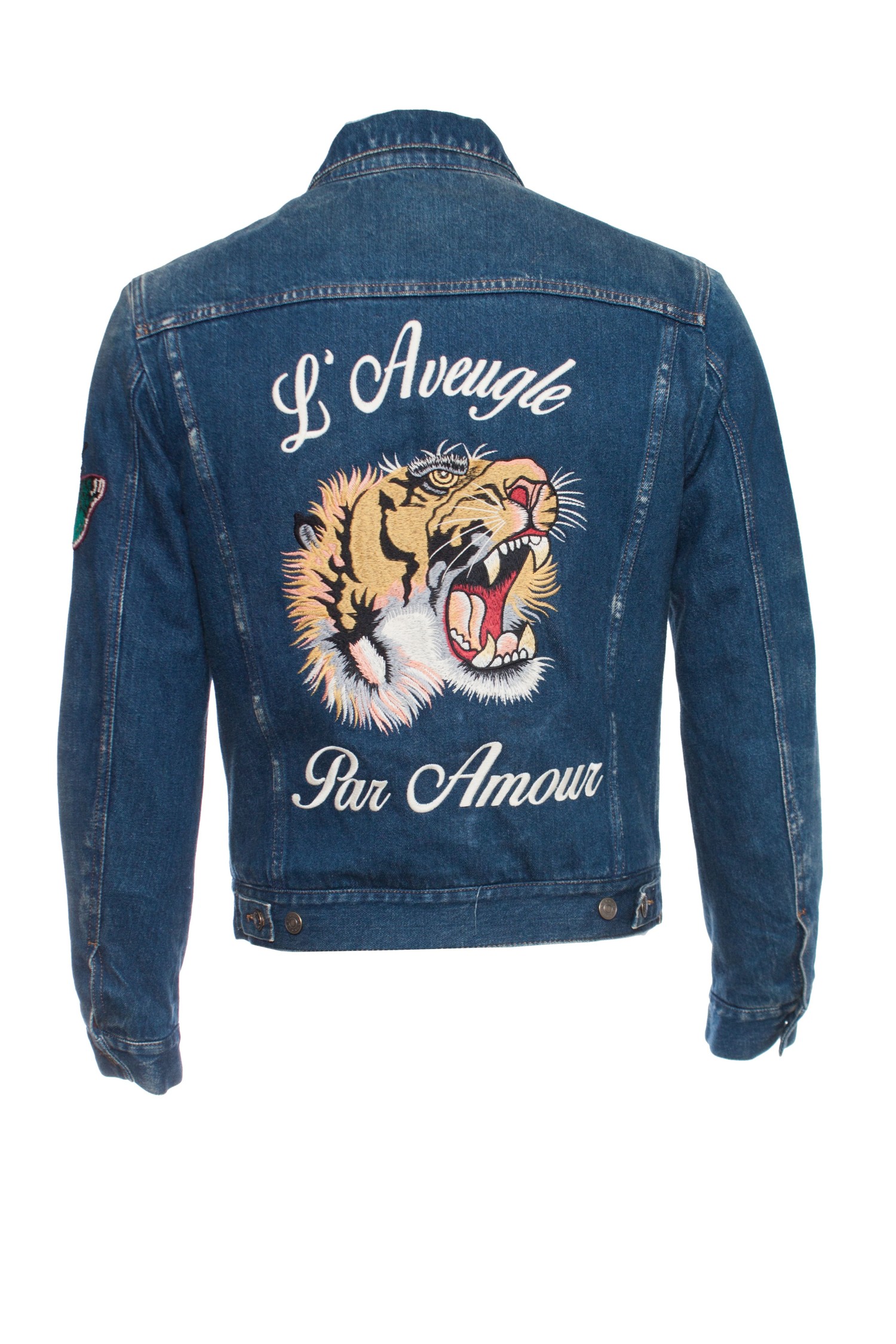 Tyranny tunnel Ung dame Gucci, Denim jacket with embroideries. - Unique Designer Pieces