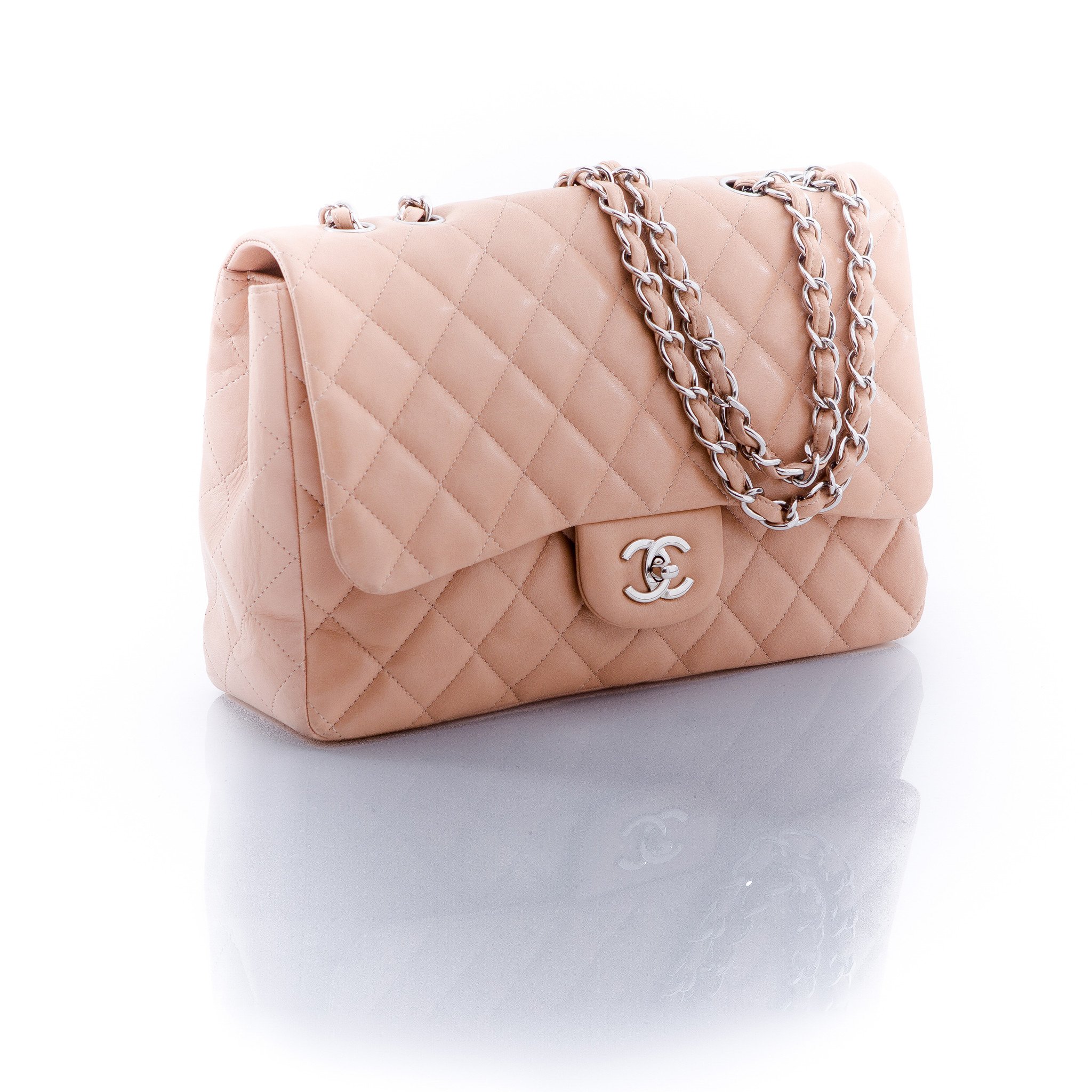 mechanisme leven Kikker Chanel 2.55 Jumbo tas met enkele flap in de kleur Nude. - Unique Designer  Pieces