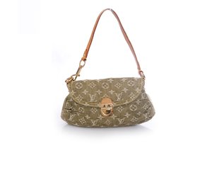 Louis Vuitton, Bags, Rare Retired Circa206 Louis Vuitton Green Denim Denim  Mini Pleaty Bag