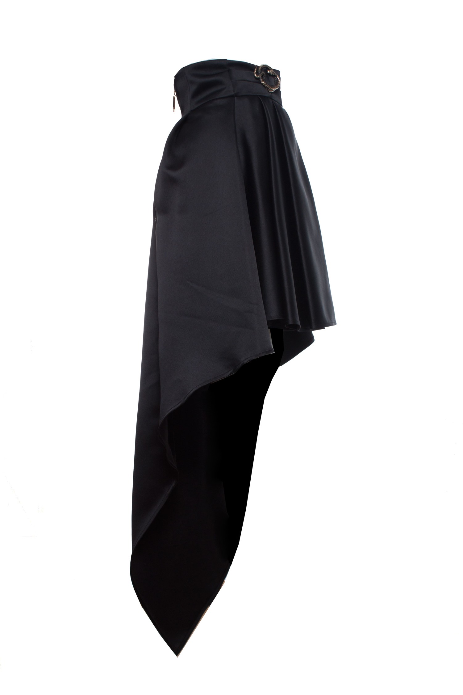 ワンピース ELISABETTA FRANCHI Women Long Skirts AM49S51E2685 Black Elisabetta Franchi, Asymmetric black satin skirt - Unique