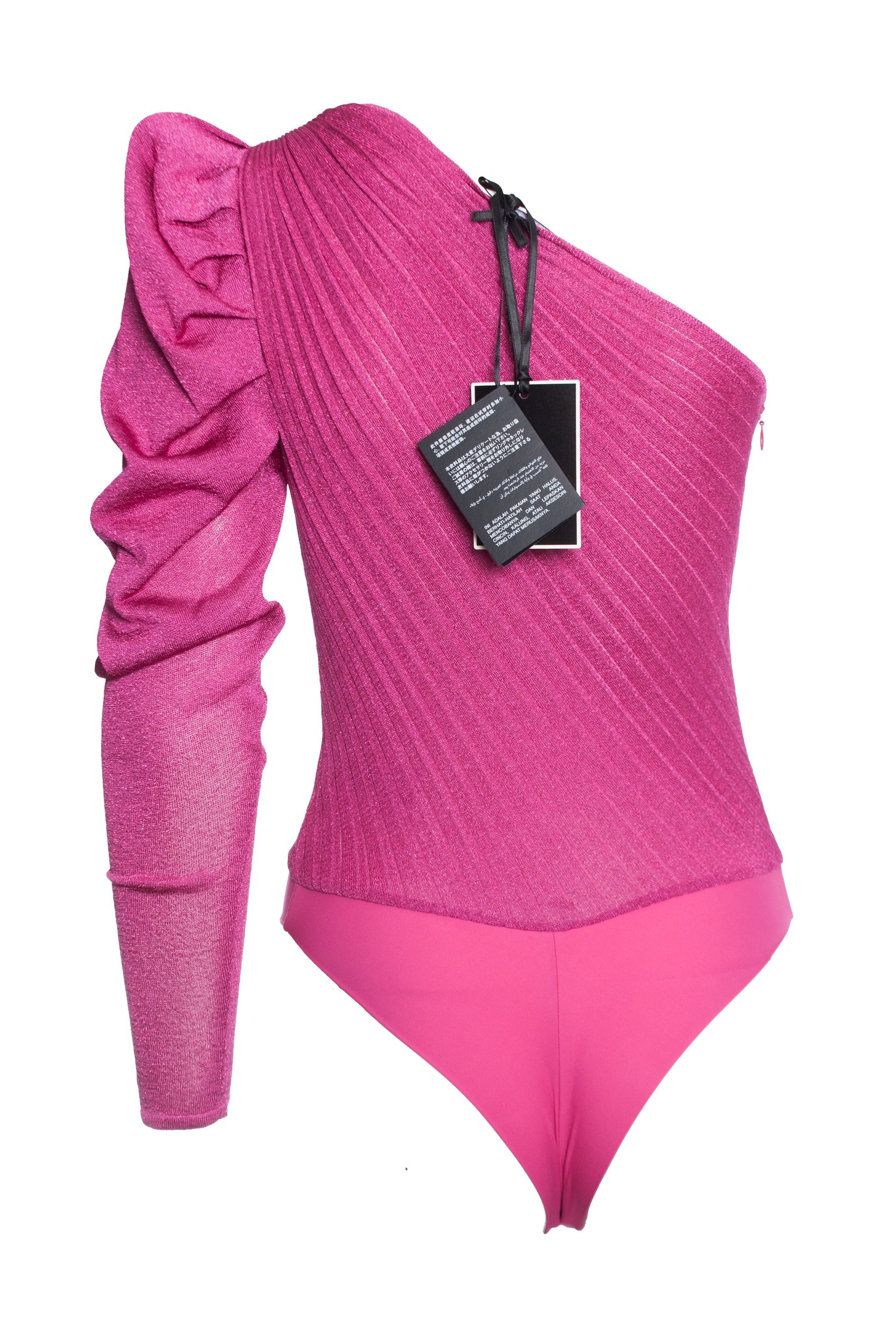 Moeras eigendom kopen Elisabetta Franchi, roze lurex bodysuit met één schouder. - Unique Designer  Pieces