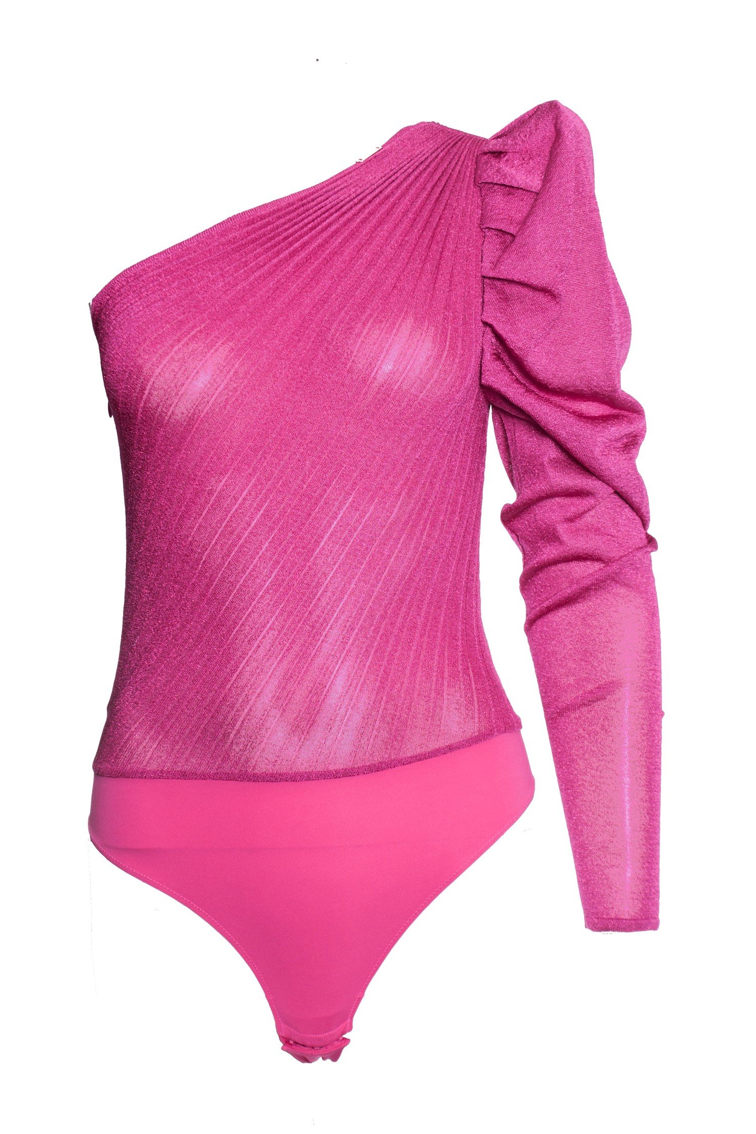 Elisabetta Franchi Pink Jersey Draped One Shoulder Bodysuit M Elisabetta  Franchi