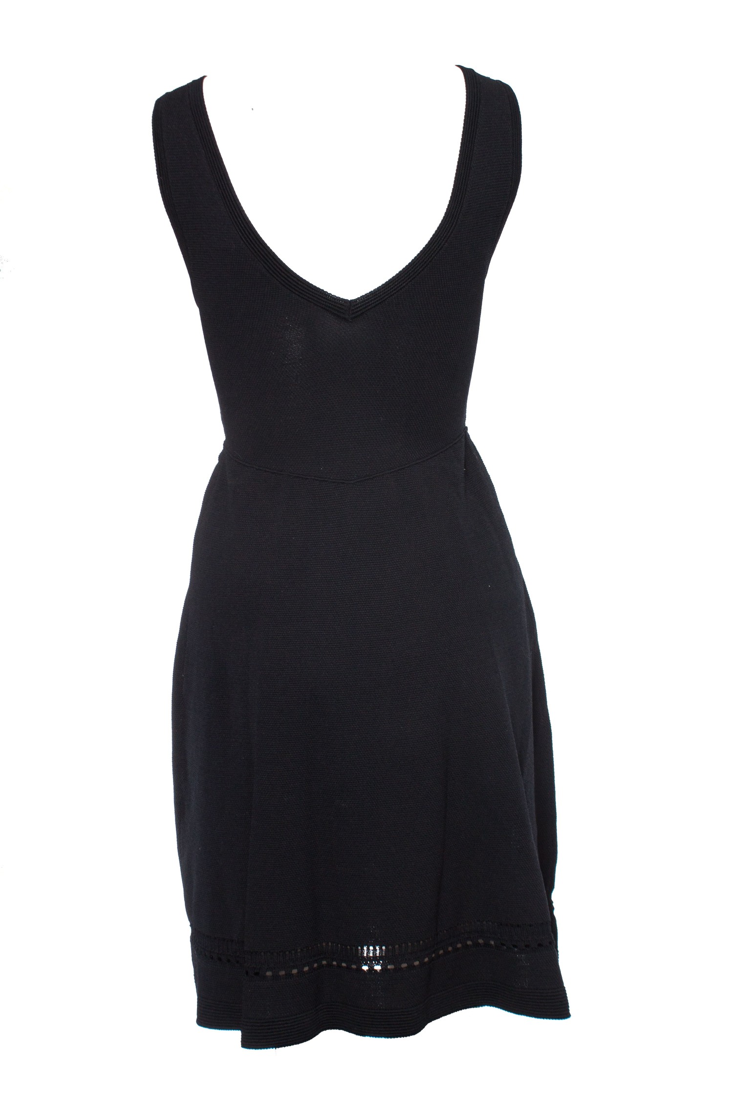 Sandro, black flared dress with embroidery. - Unique Designer Pieces