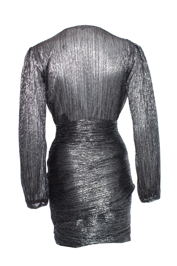 Maje, Ruched metallic woven mini dress. - Unique Designer Pieces