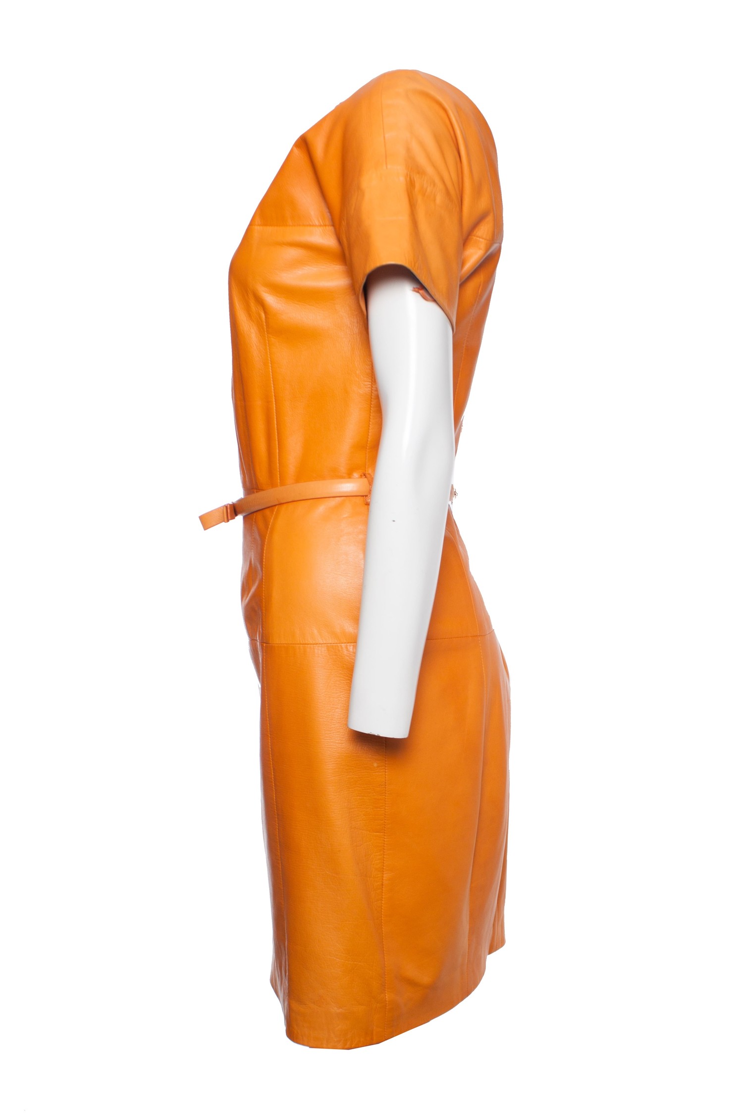 knee length dresses for ladies Isai Maxi Dress In Cognac Nappa Leather – Gabriela Hearst main image 0
