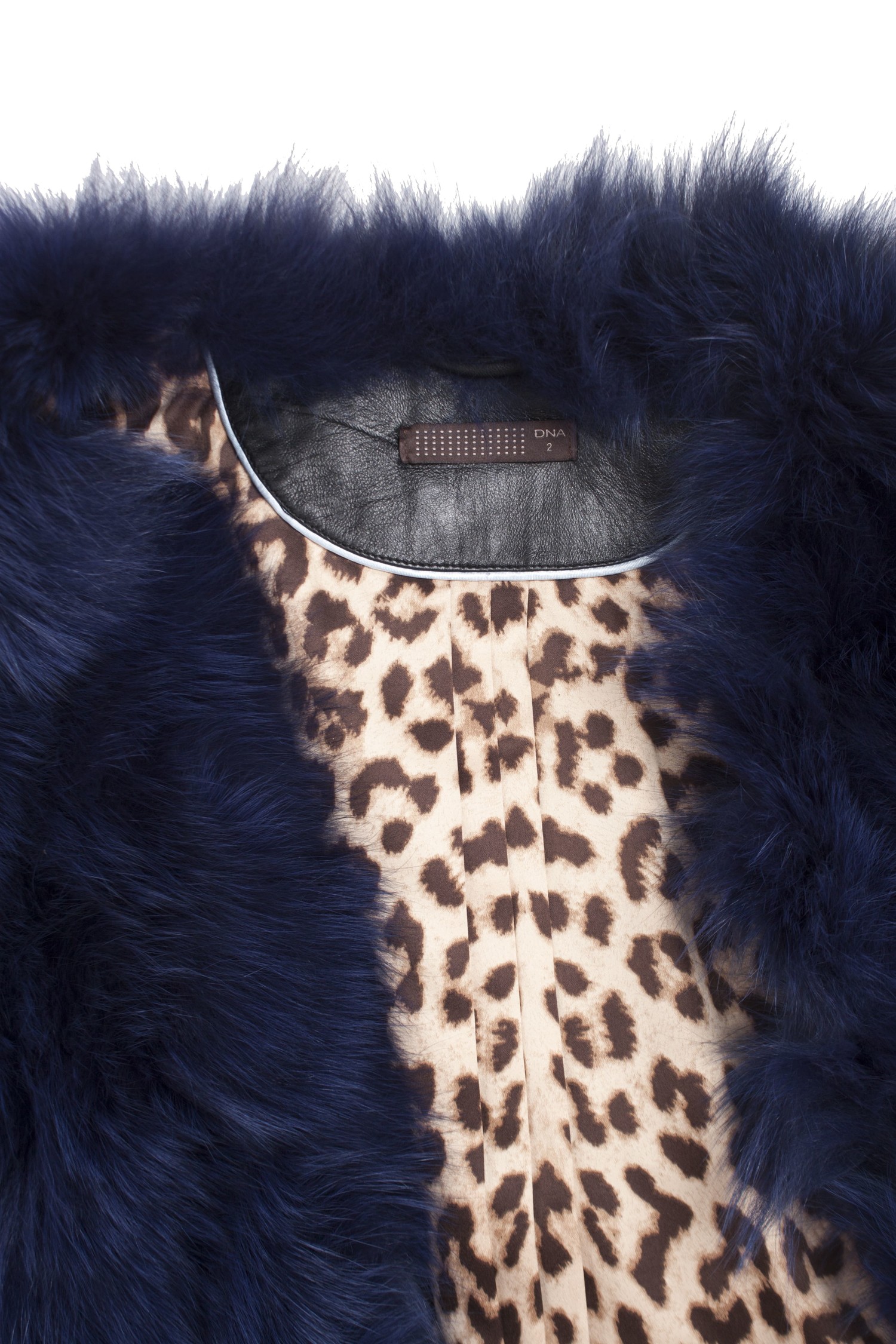 DNA, blue sleeveless fur coat. - Designer Pieces