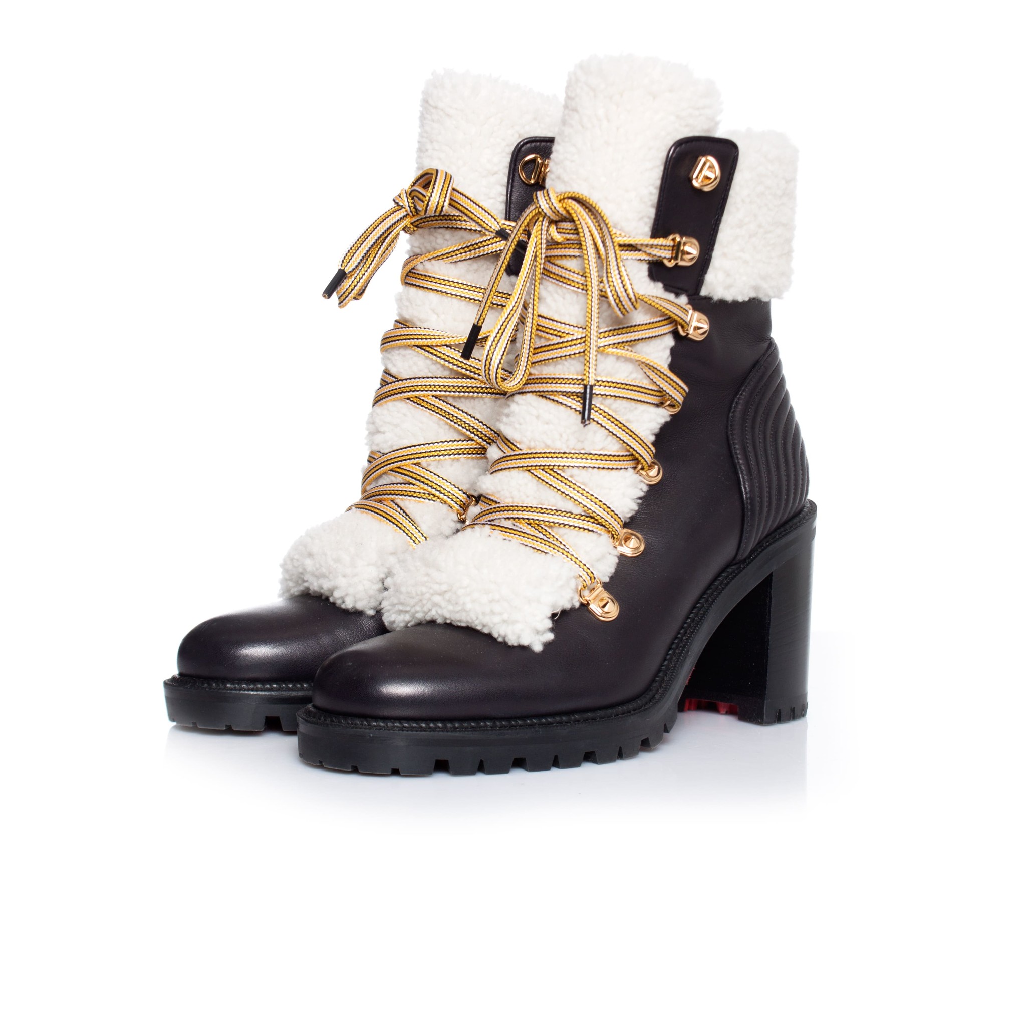 Christian Louboutin, Yetita shearling-trimmed leather ankle boots