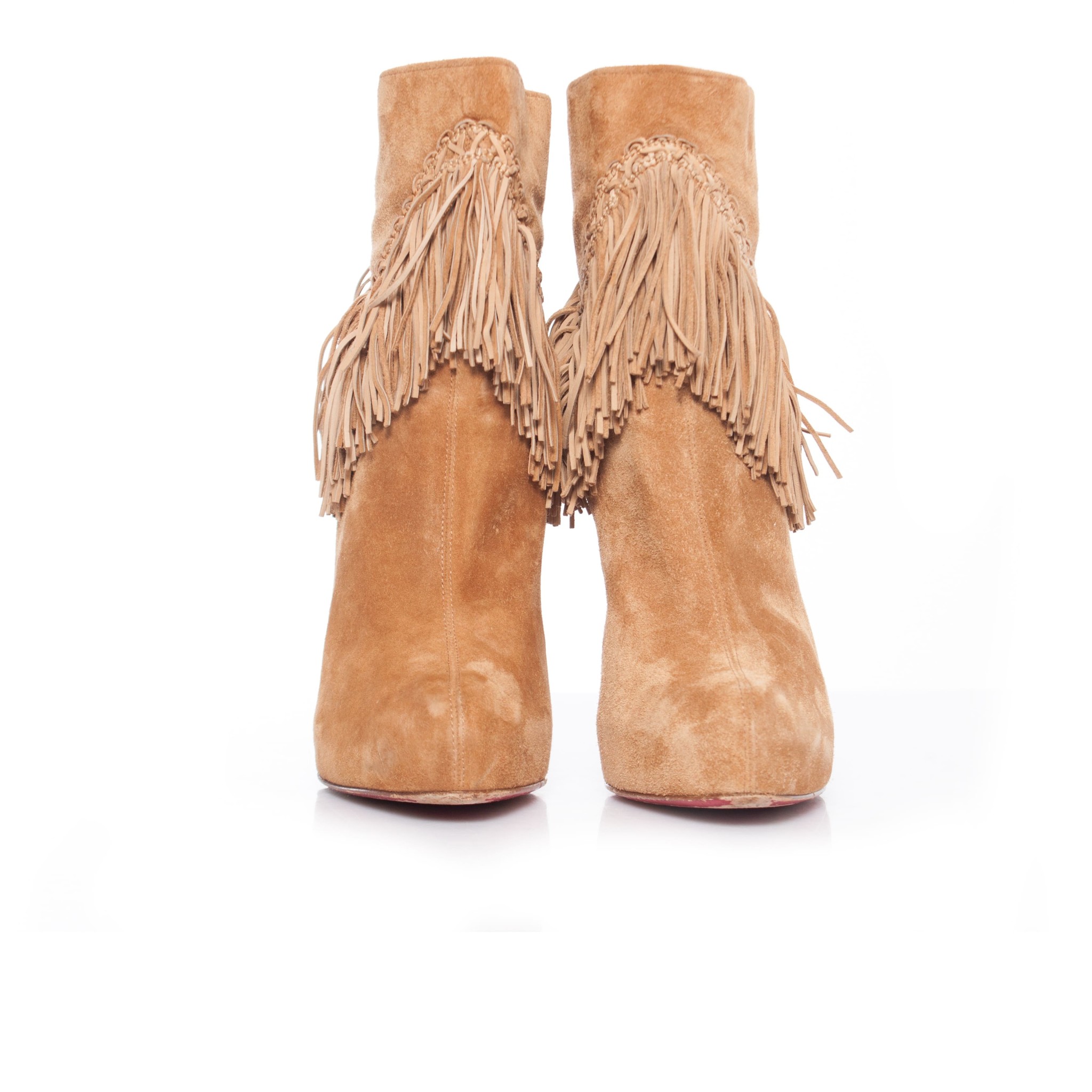 Western boots Christian Louboutin Camel size 39.5 EU in Suede - 32489118