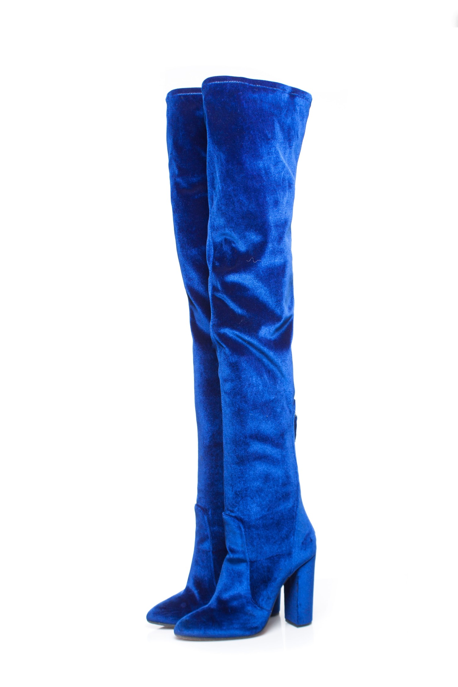 Thriller Verbeelding kreupel Aquazurra, Blauw Dij hoge fluwelen overknee laarzen. - Unique Designer  Pieces