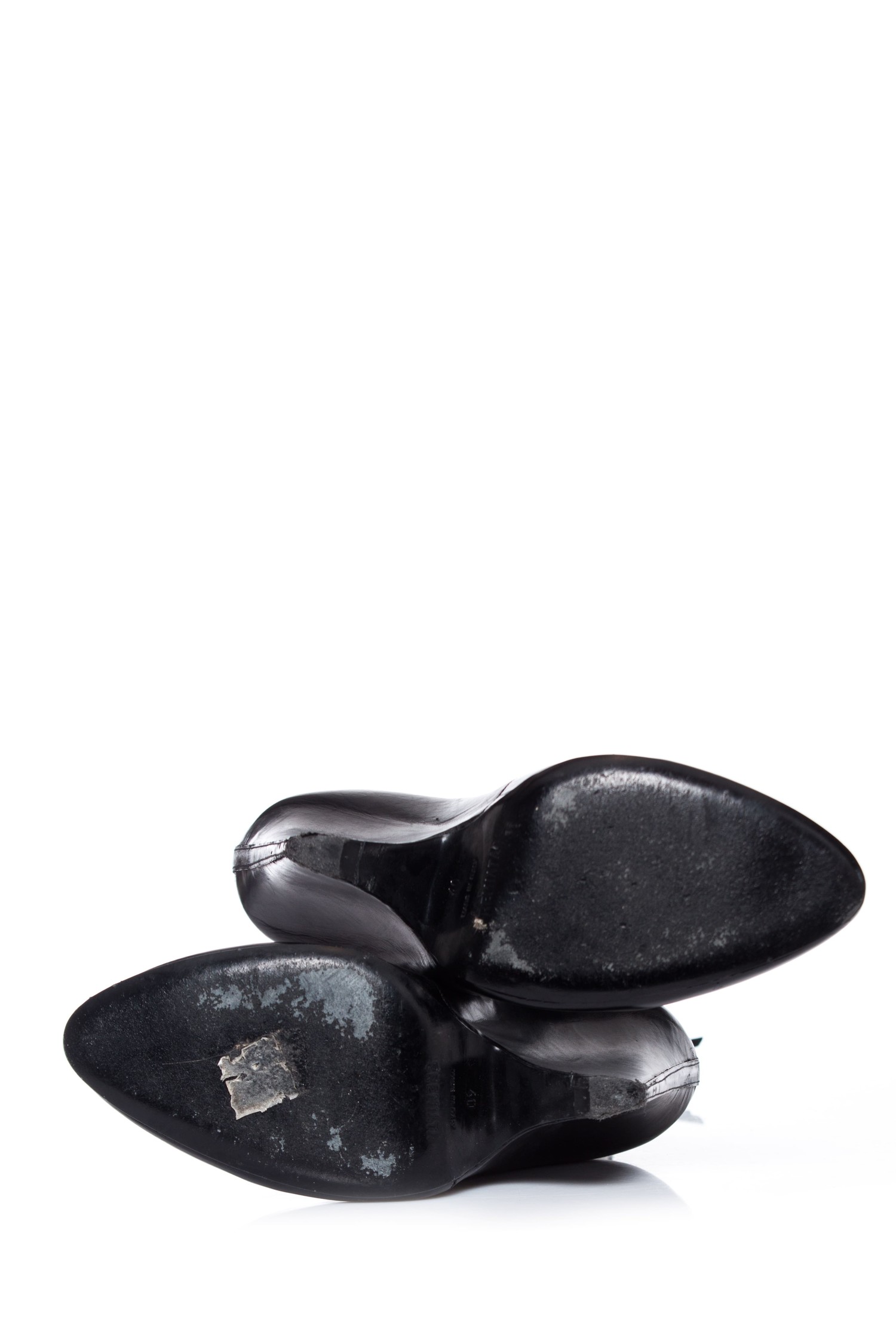 Premiata, Leren zwarte sleehaklaarzen. - Unique Designer Pieces