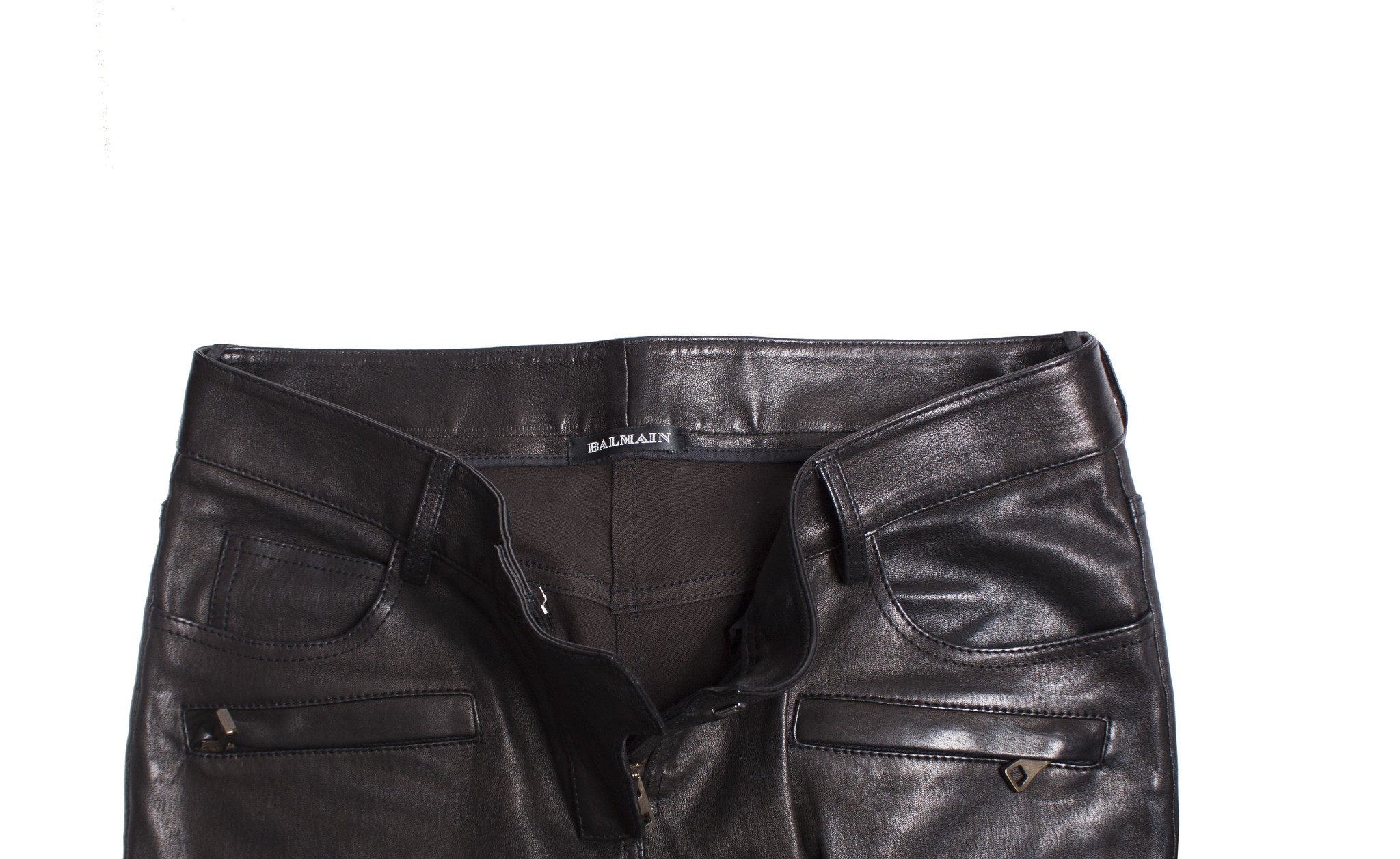 Leather trousers Balmain Black size 36 FR in Leather - 40904436