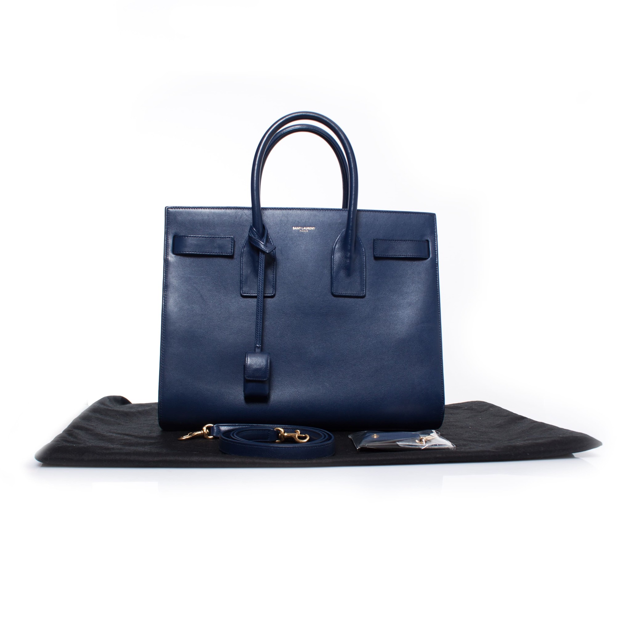 Saint Laurent Calfskin Small Sac De Jour Navy 