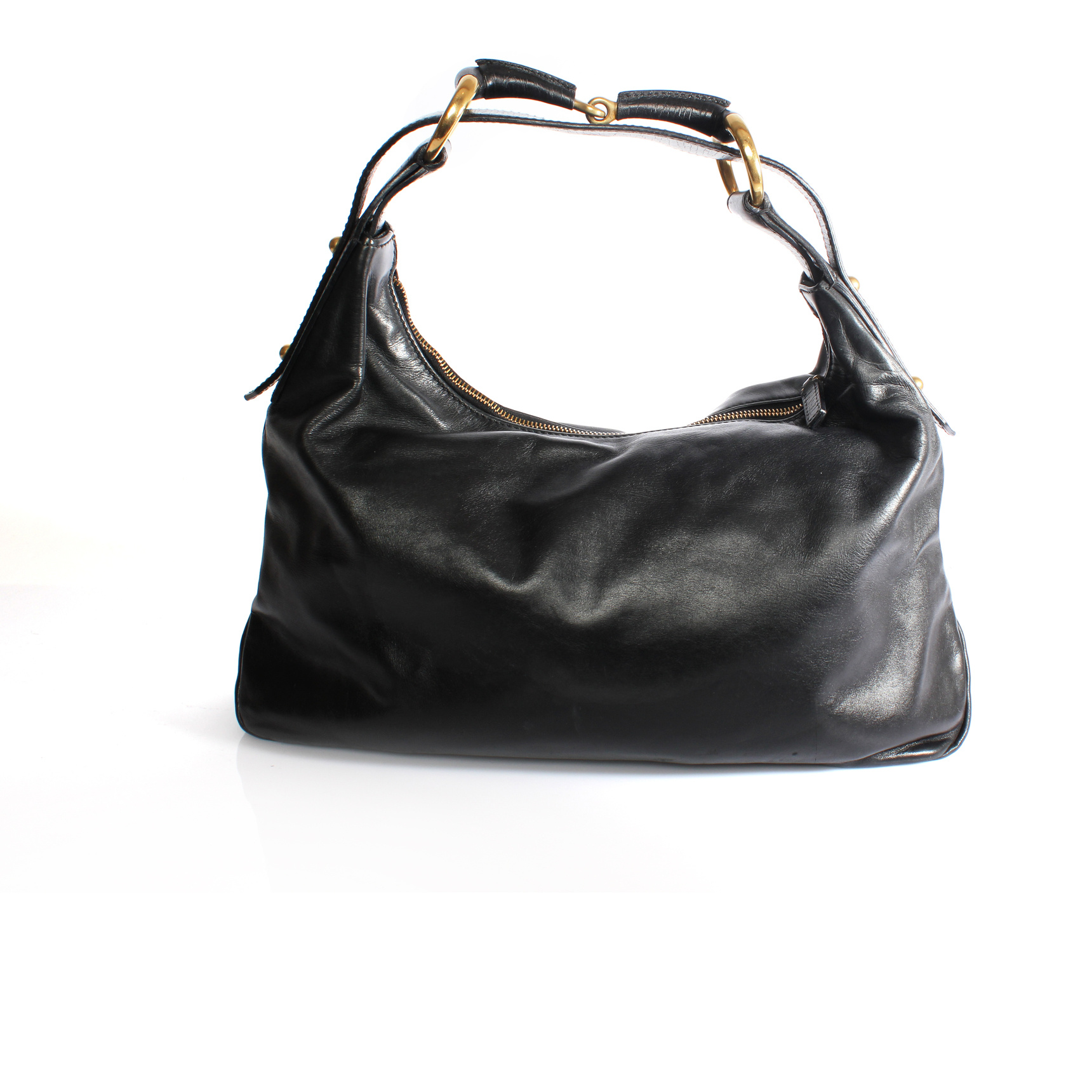 At Auction: Gucci, Gucci Italian Designer Black Canvas Hobo Bag Purse