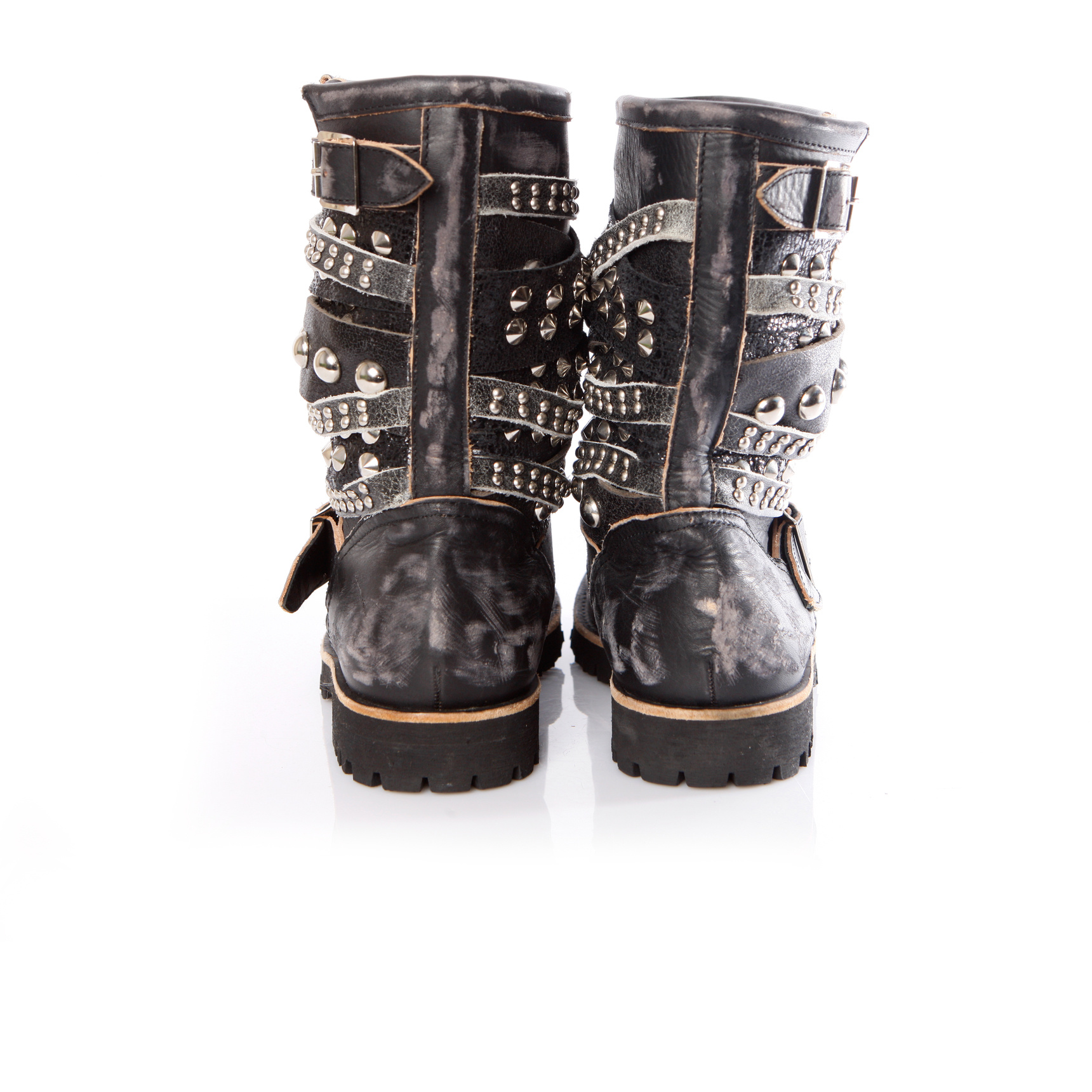 TAO Comme des Garcons, black studded biker boots. - Unique TAO Comme des Garcons, black studded biker boots. - Unique