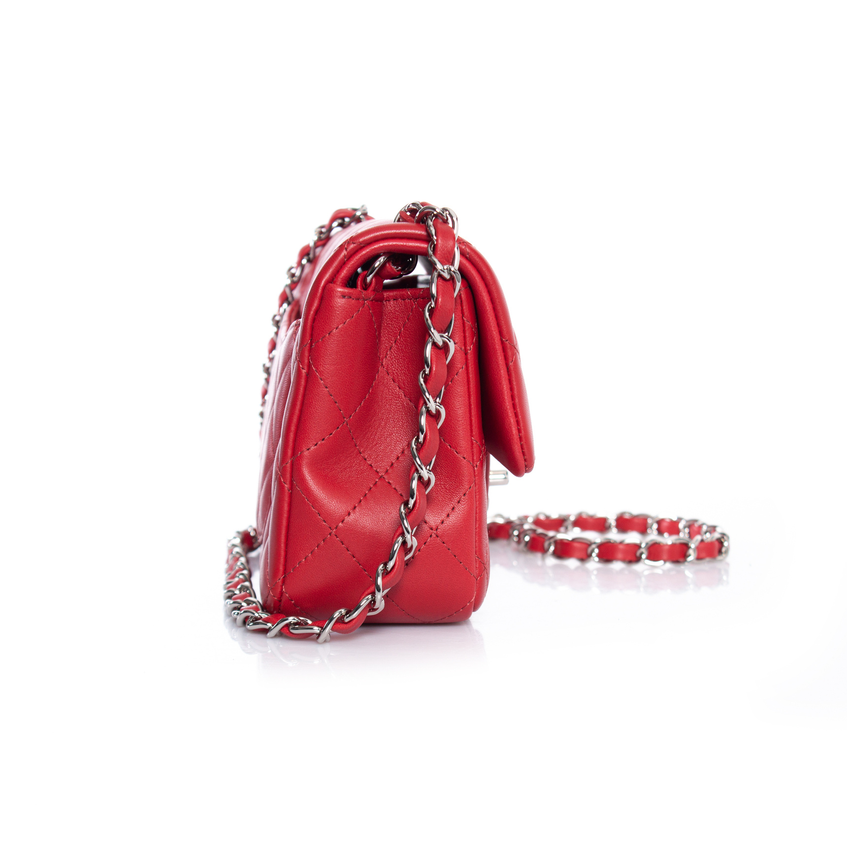 Chanel Mini Square Classic Flap Bag Red Lambskin