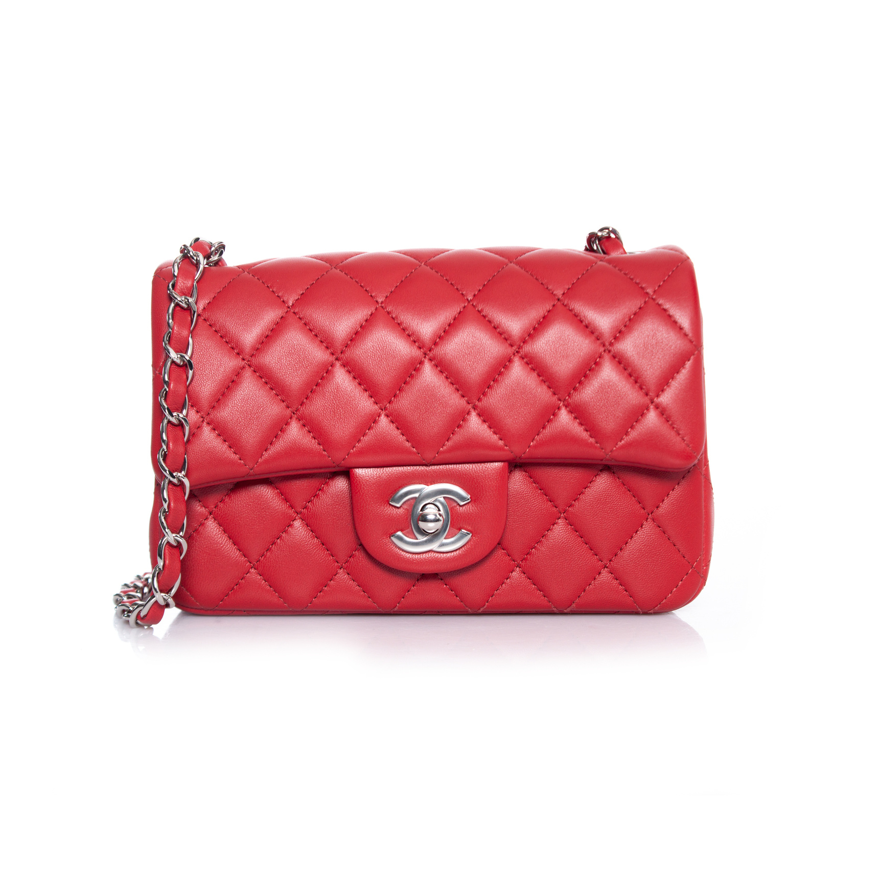 Chanel, 20B mini rectangular in red lambskin - Unique Designer Pieces