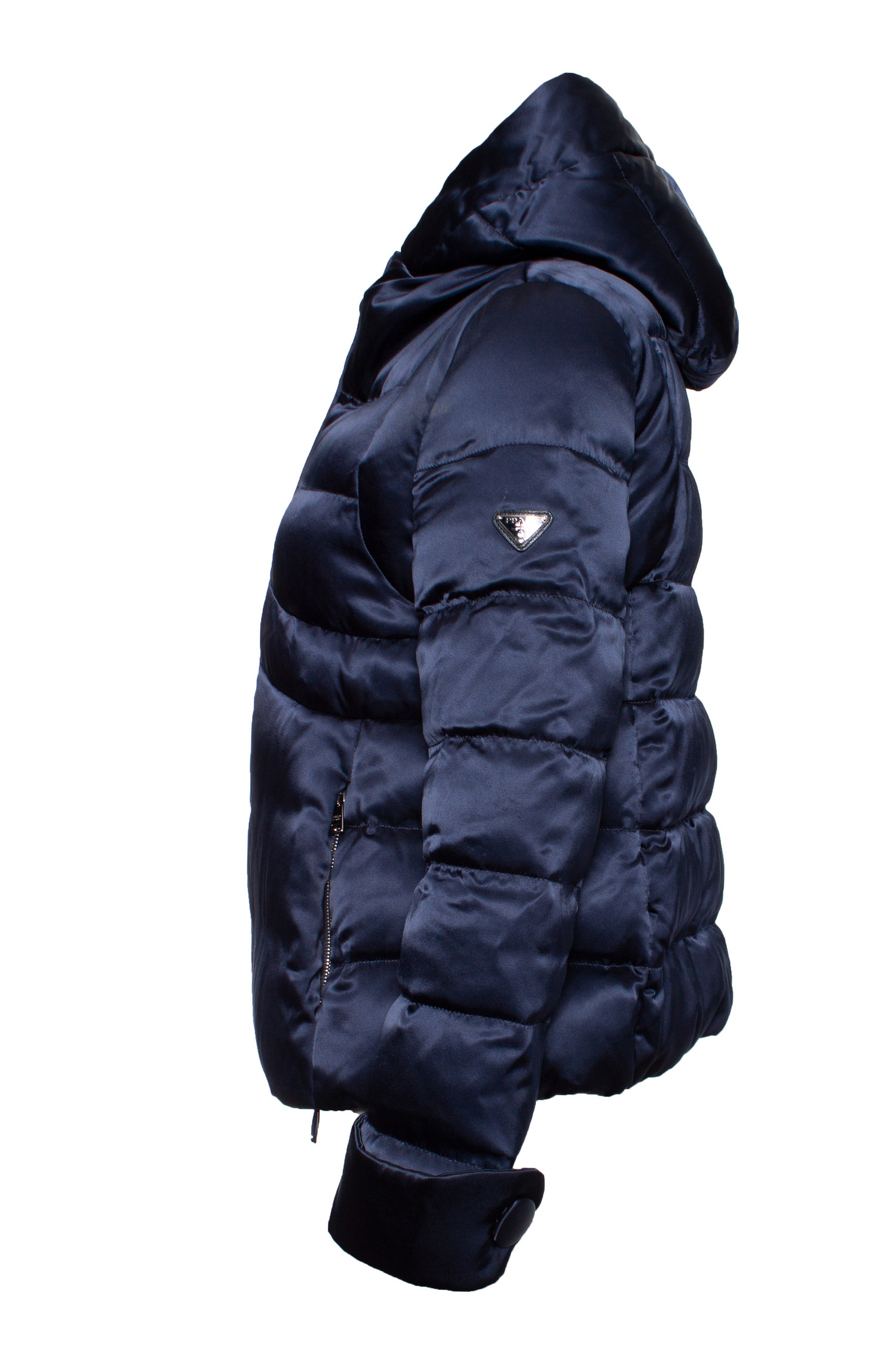 Prada, Blue shiny hooded puffer coat. - Unique Designer Pieces