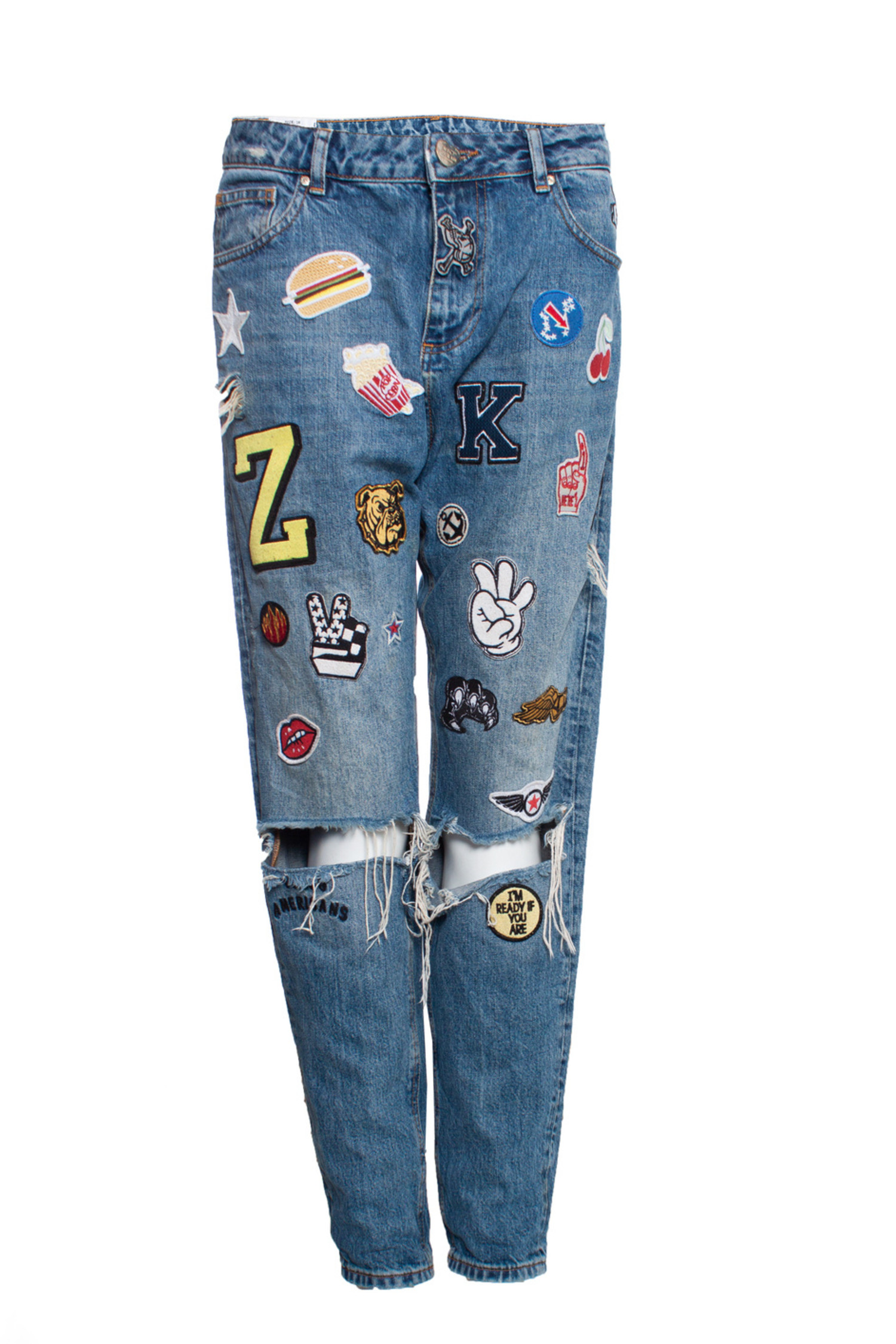 escaleren terugtrekken Keel Zoe Karssen, blue jeans with patches. - Unique Designer Pieces