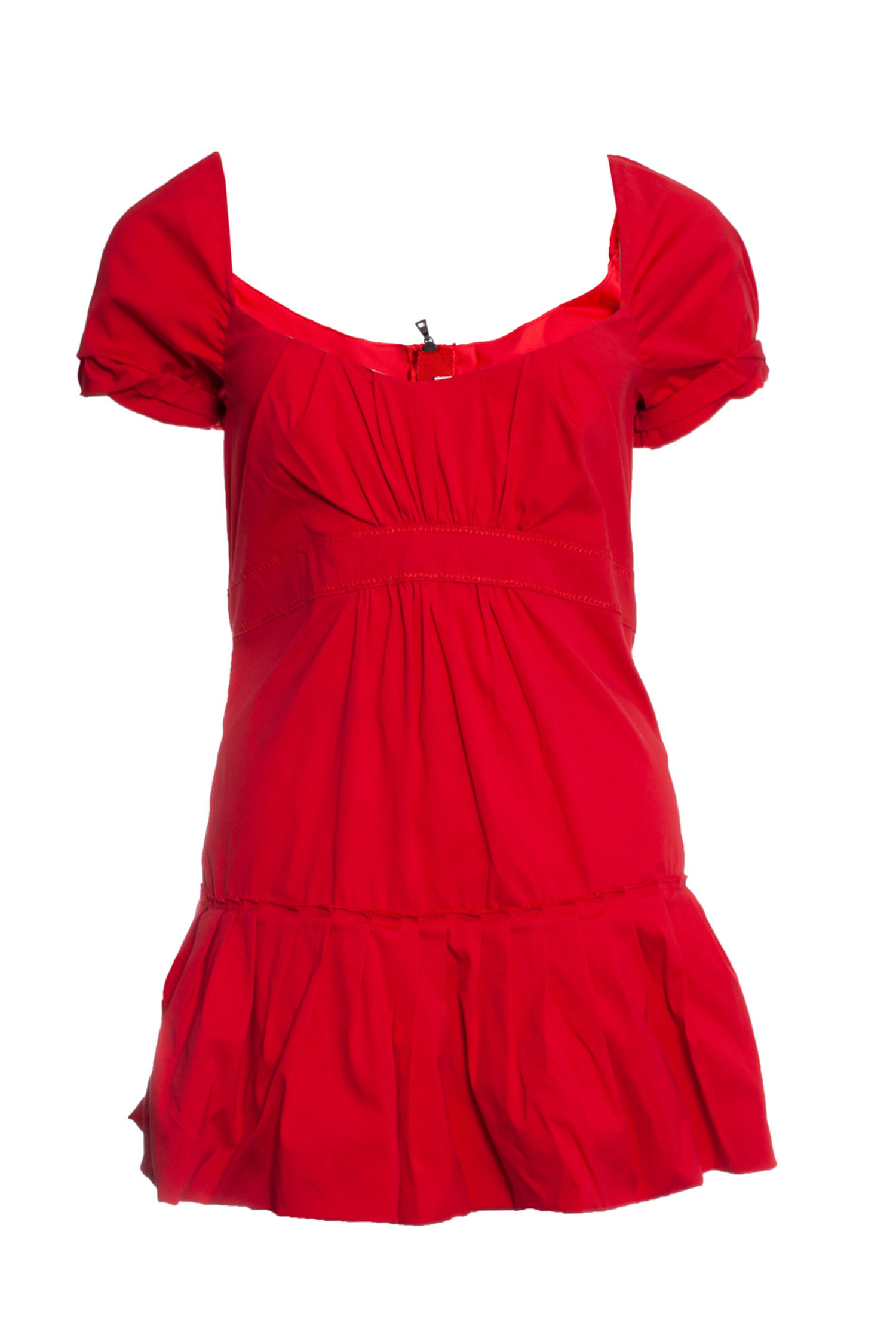 Prada, Red dress with ruffles. - Unique Designer Pieces
