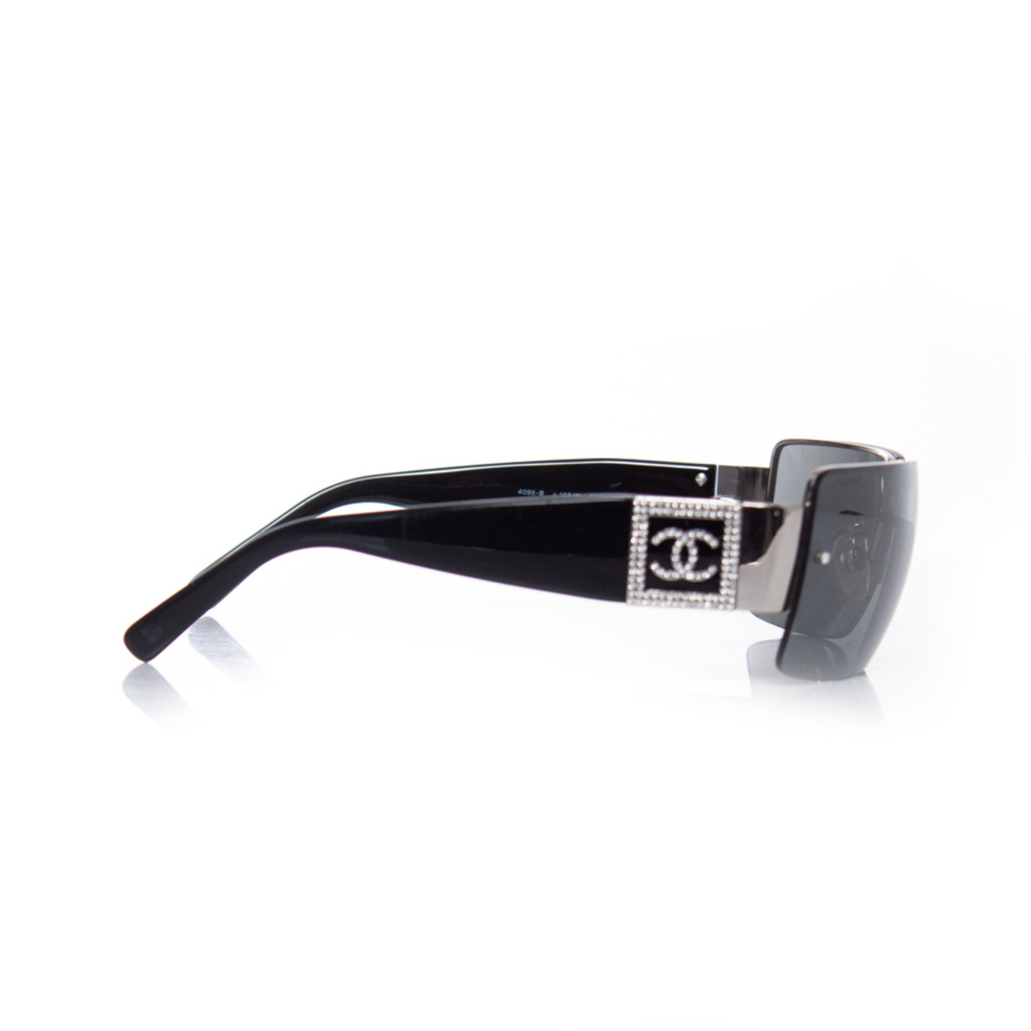 CHANEL Crystal CC Logo Sunglasses in Mint and Black Chanel Green Crystal Embellished CC Logo Butterfly Acetate  main image 4