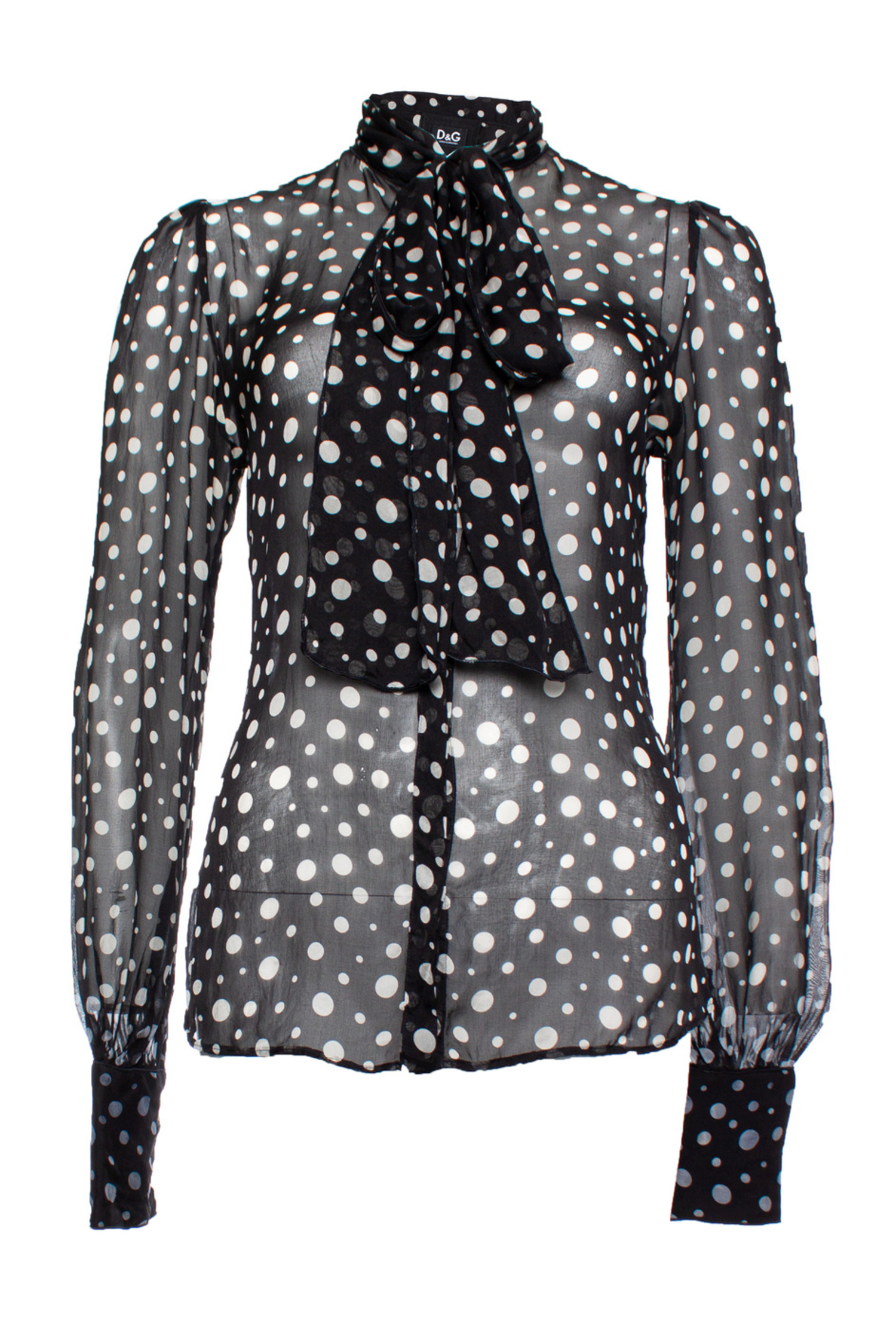 Dolce & Gabbana, black silk polkadot blouse - Unique Designer Pieces