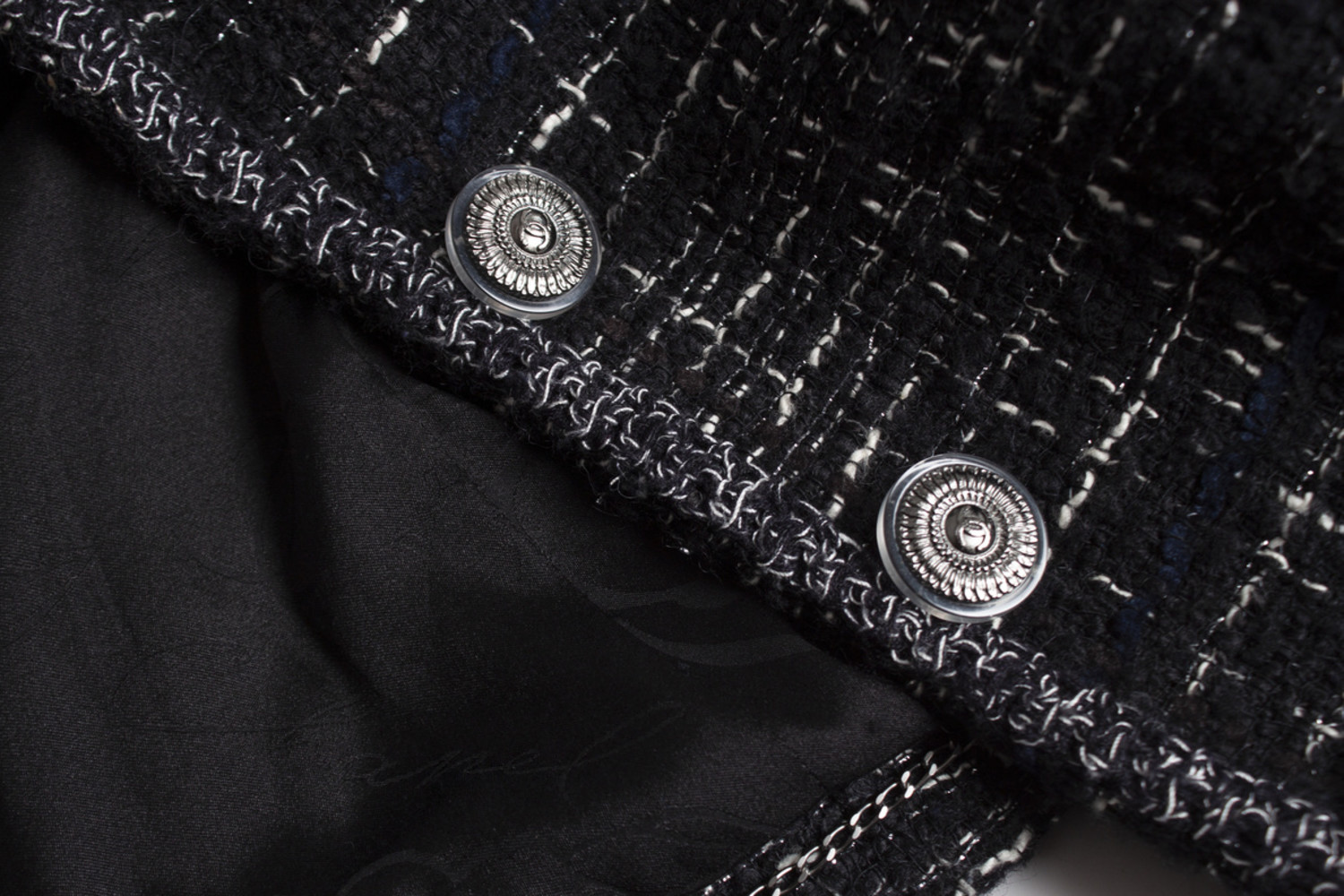 Chanel coat black and white sales