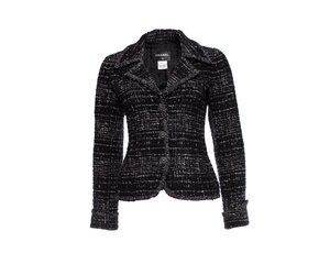Chanel, black and white boucle jacket with lurex - Unique Designer Pieces