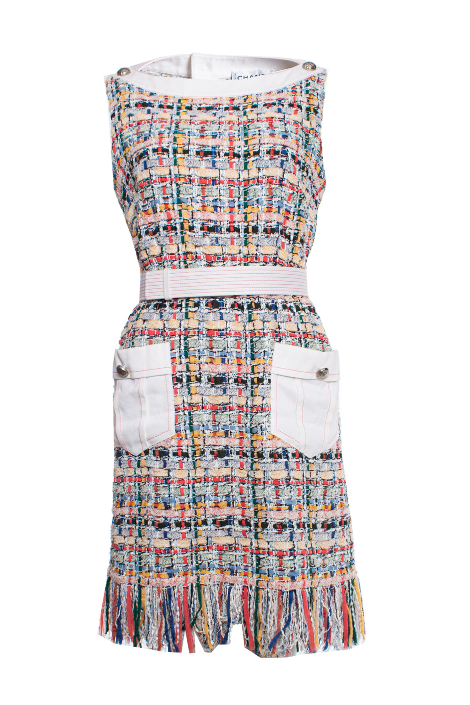 Tweed mid-length dress Chanel Multicolour size 38 FR in Tweed - 34553782