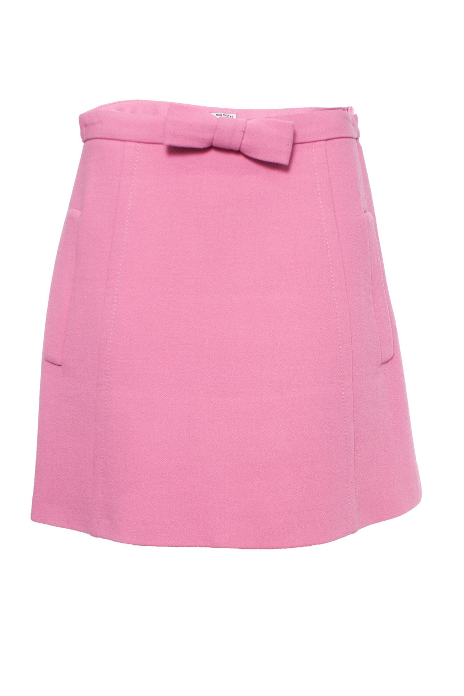 Miu Miu, Pink wool skirt with bow. - Unique Designer Pieces