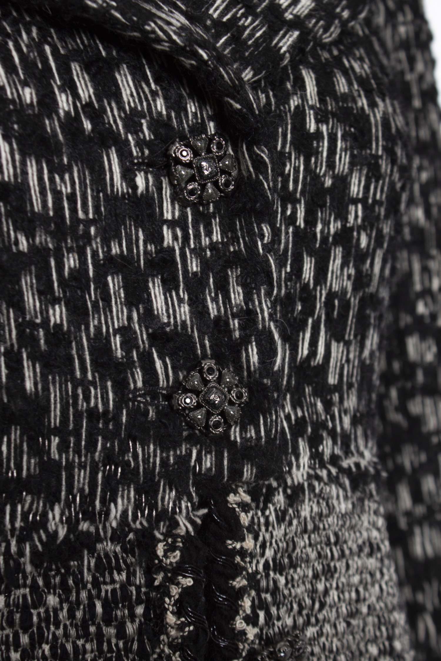 Chanel Black White Tweed Wrap Blazer Sz 4 Current Boutique #23 Chanel Black White Tweed Wrap Blazer Sz 4 Current Boutique