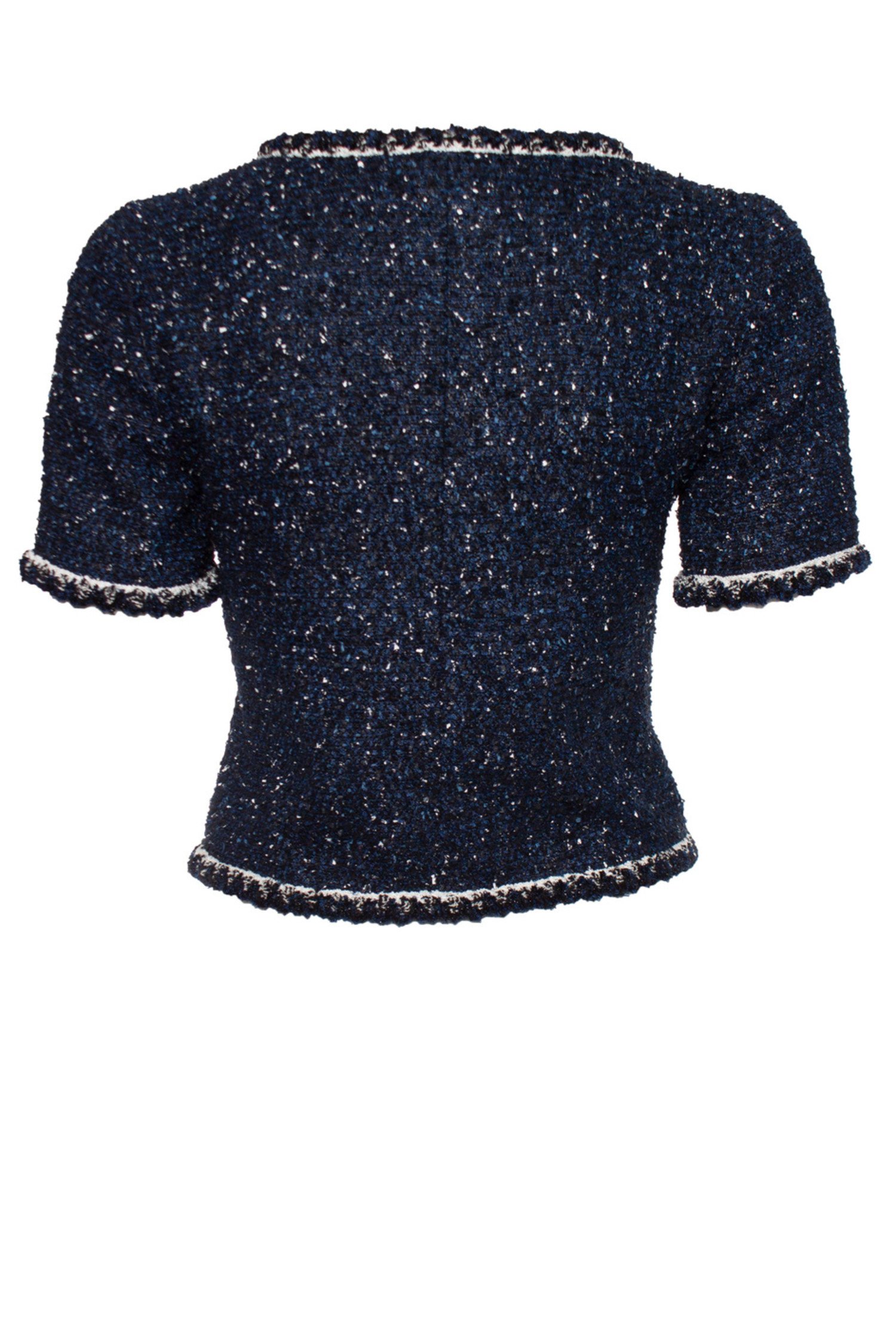 Chanel, Blue boucle jacket with short sleeves - Unique Designer Pieces