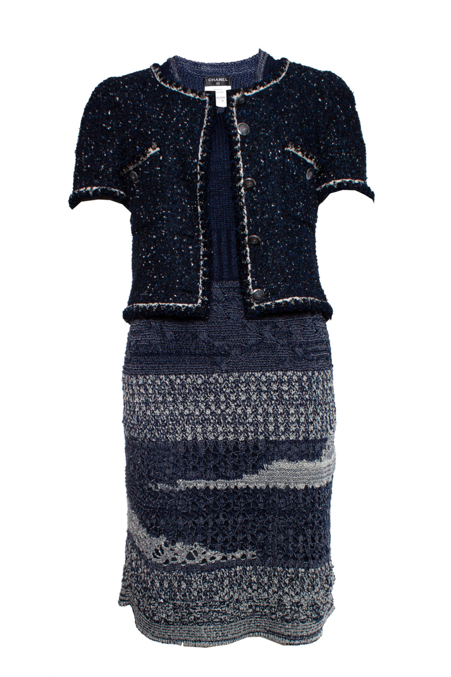 Chanel Blue Tweed Dress  Crop Jacket  Encore Plus