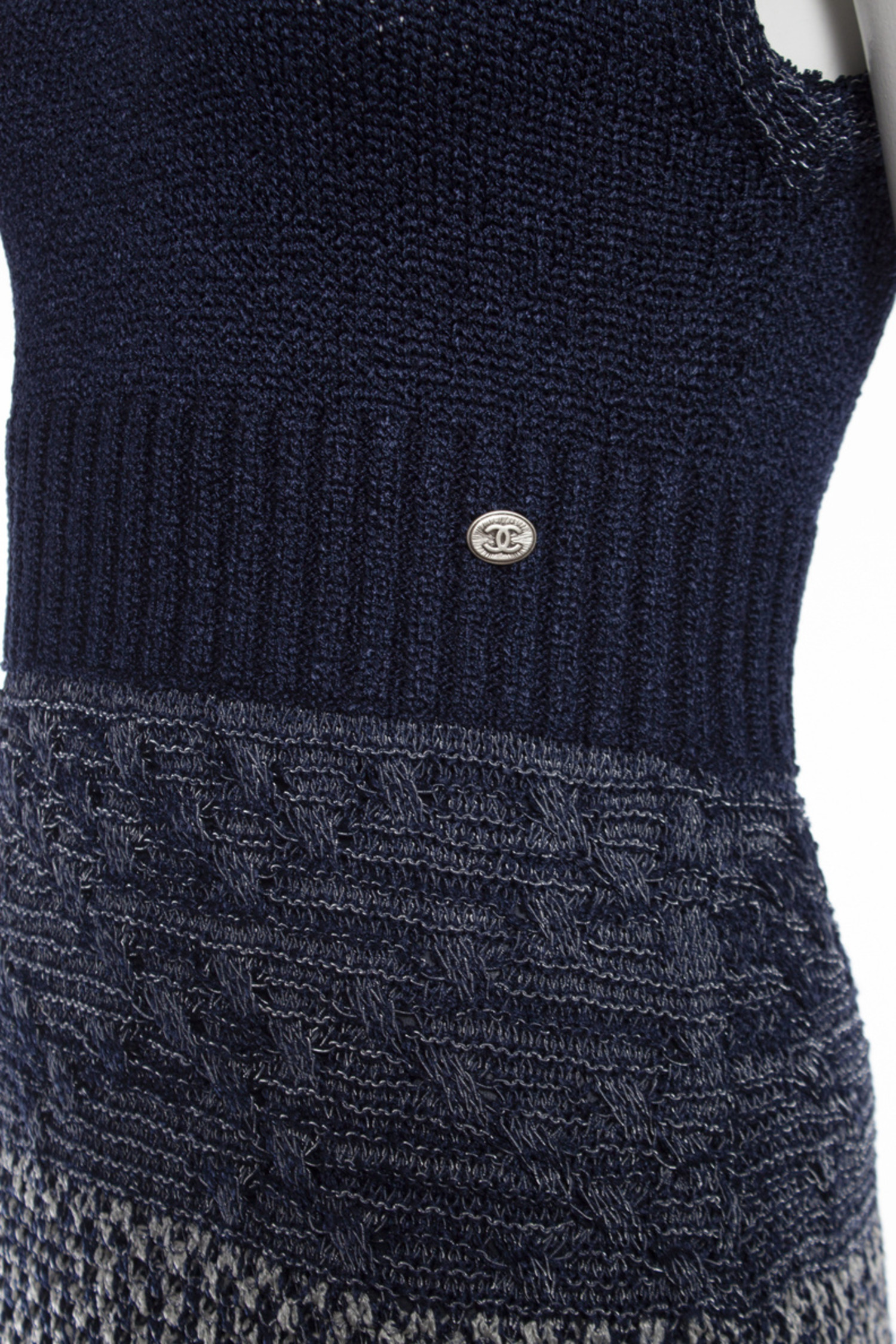 Chanel, Blue wool dress with boucle jacket. - Unique Designer Pieces