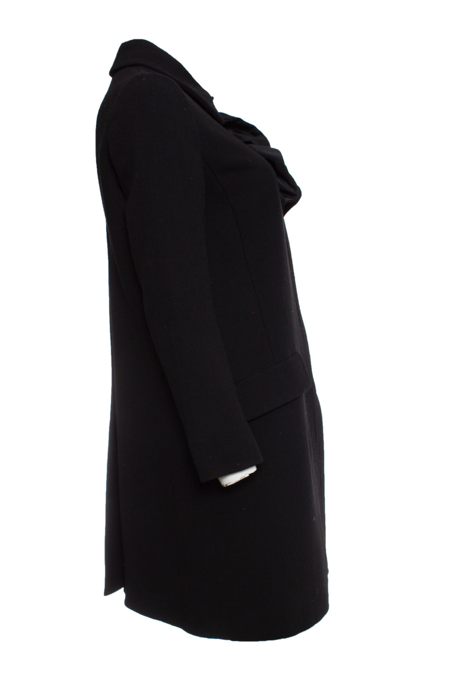 Miu Miu, Black wool coat with ruffles - Unique Designer Pieces