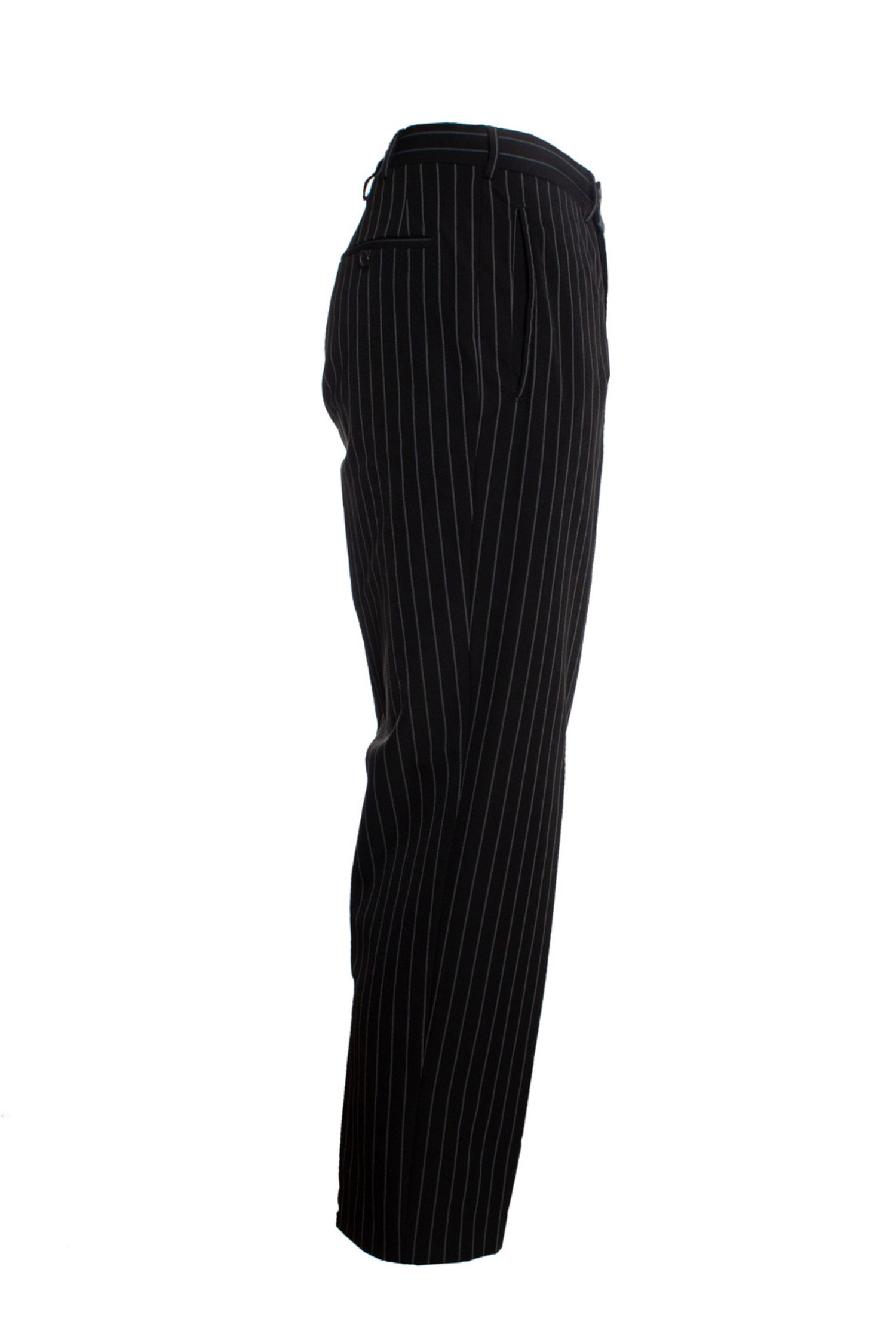 Mens Black Pinstriped Sta Pressed Trousers | Mazeys – Mazeys UK